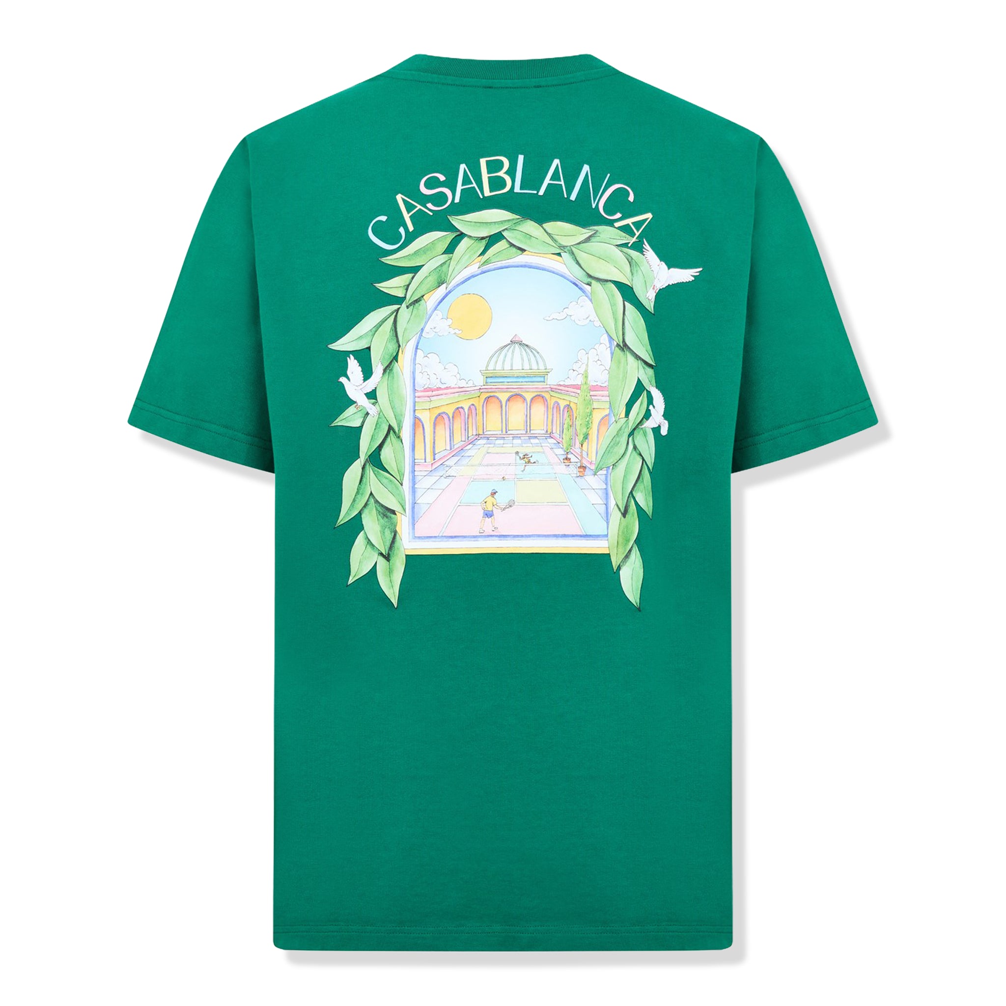 Casablanca L'Arche Tennis Club Graphic T-Shirt for Men - Racing Green Cotton Tee - Casual Streetwear & Tennis Outfit