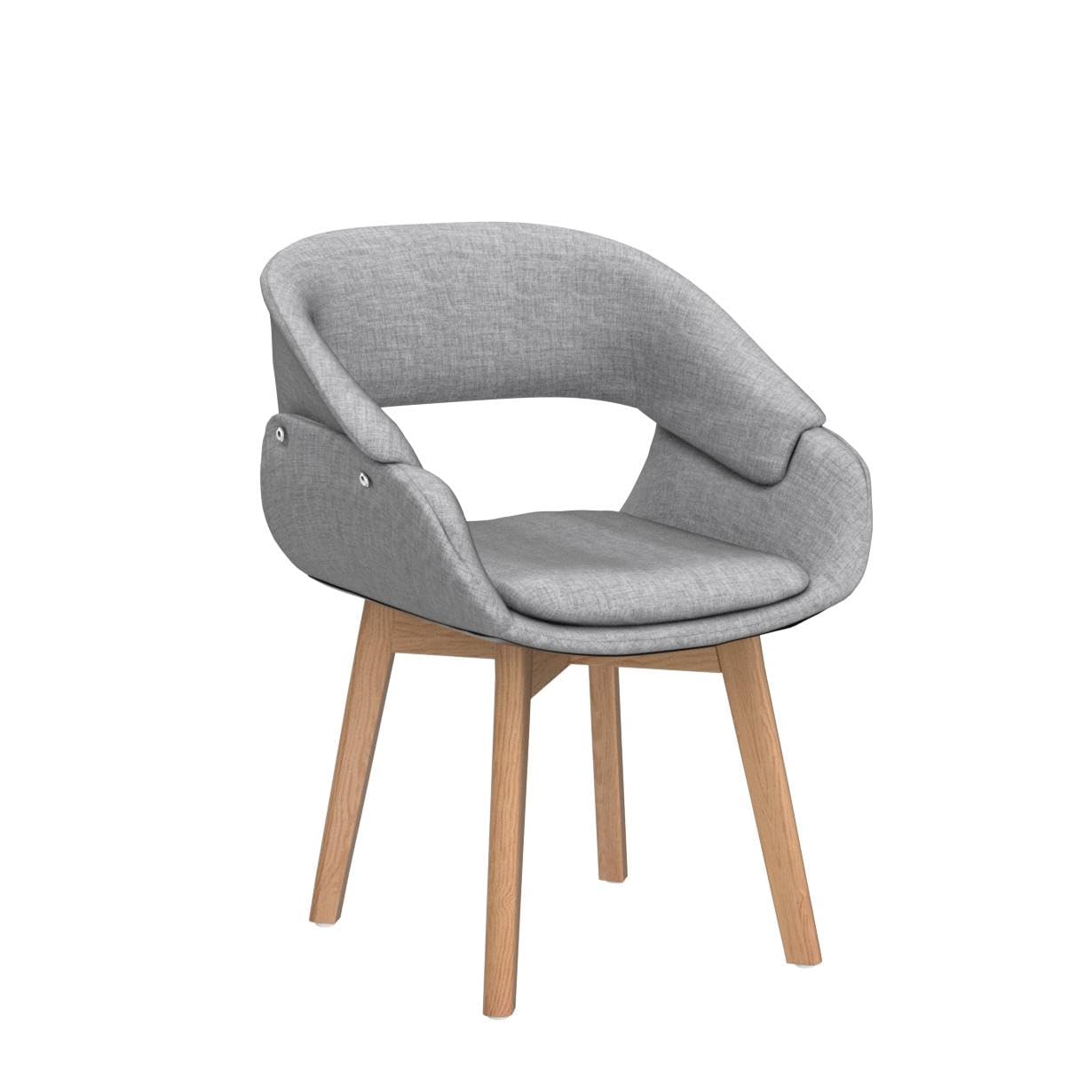 Modern Mid-Century Accent Arm Chairs Set of 2 - Linen Upholstered Dining Room Chairs with Solid Wood Legs & Cushions (Grey) - Perfect for Living Room, Dining Area, Guest Seating & Lounge Decor