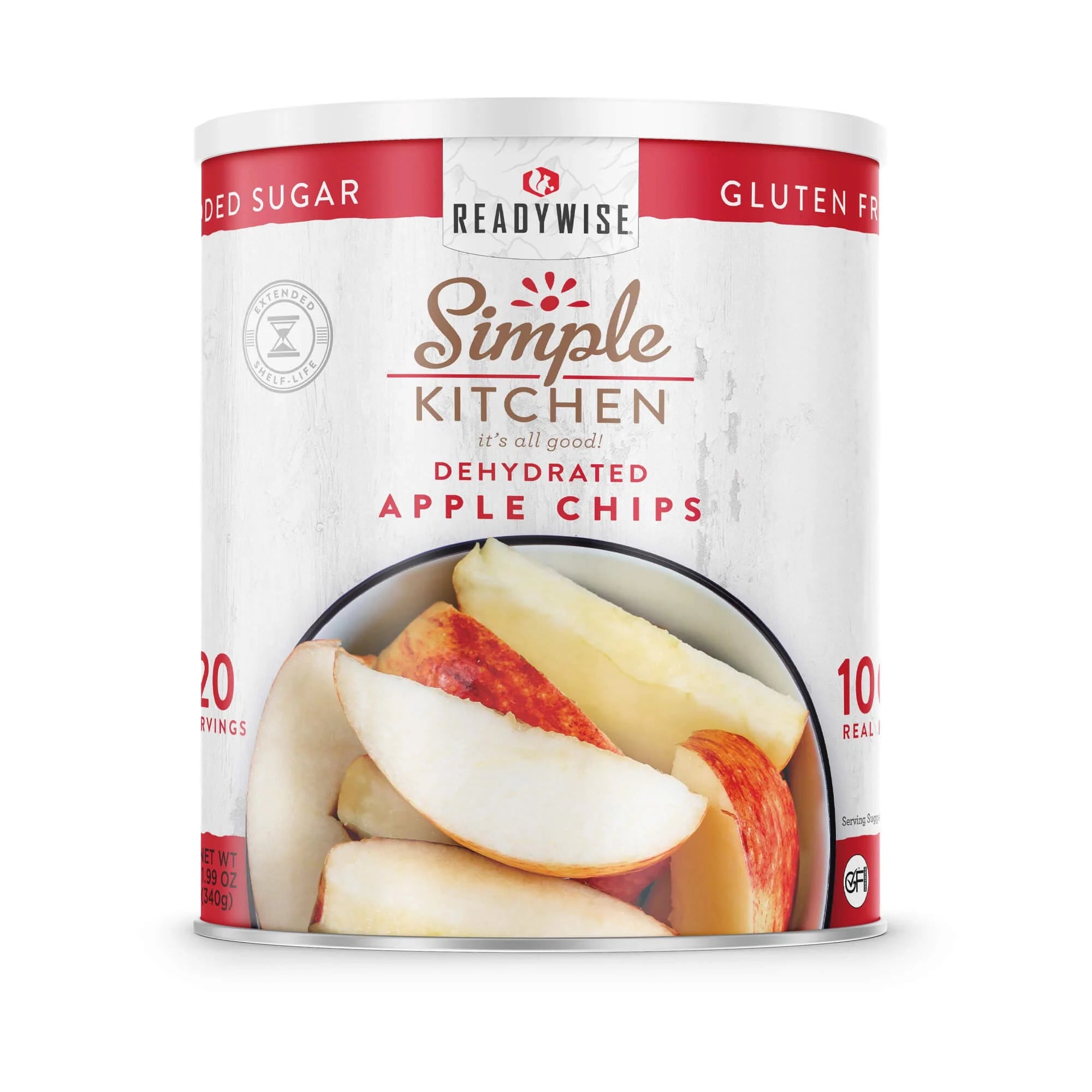 ReadyWise Simple Kitchen Dehydrated Apple Chips - 20 Servings Can | Healthy Snack for Hiking, Camping & Emergency Food Storage