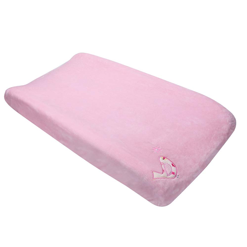 4-Piece Cotton Embroidery Butterfly Nursery Crib Bedding Set for Baby Girls - 3D Quilt, Fitted Sheet, Skirt & Changing Pad Cover (28