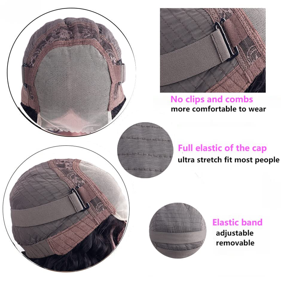4x4 Deep Wave Lace Front Wig Human Hair - Glueless Wear & Go Wig with Transparent Lace Closure for Black Women - Pre Cut No Glue Natural Color 28 Inch - Perfect for Daily Wear, Parties, and Special Occasions