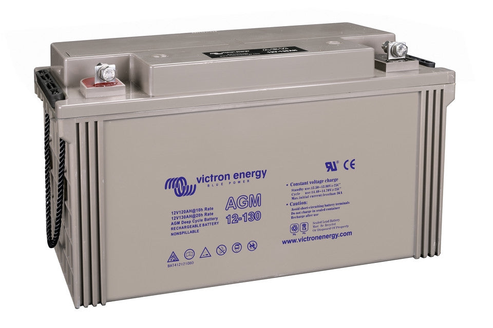 Victron Energy 12V 130Ah AGM Deep Cycle Battery for Solar Power, Marine & RV - Long Lasting Rechargeable Battery for Off-Grid Systems, Boats & Camping