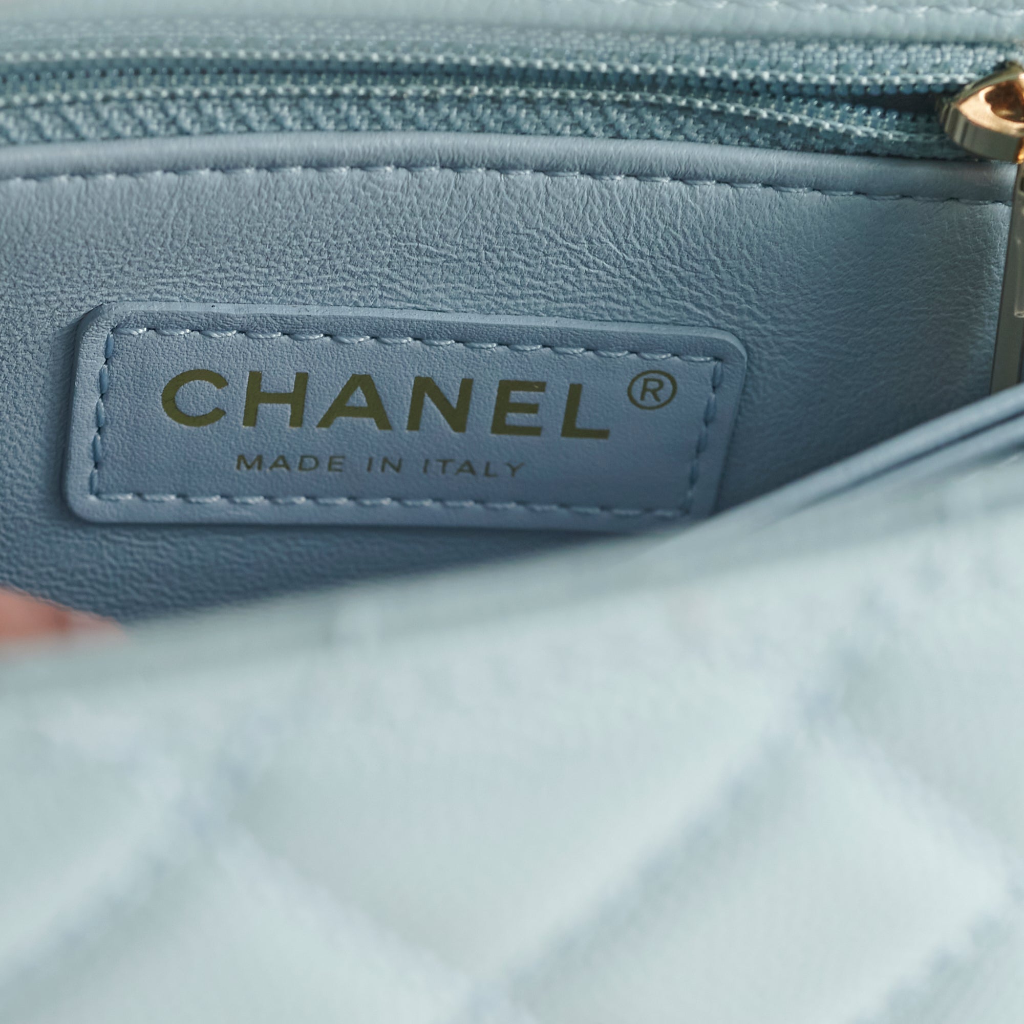 Chanel Caviar Small Coco Handle Bag in Light Blue with Microchip - Perfect for Evening Events, Parties & Luxury Fashion Accessories