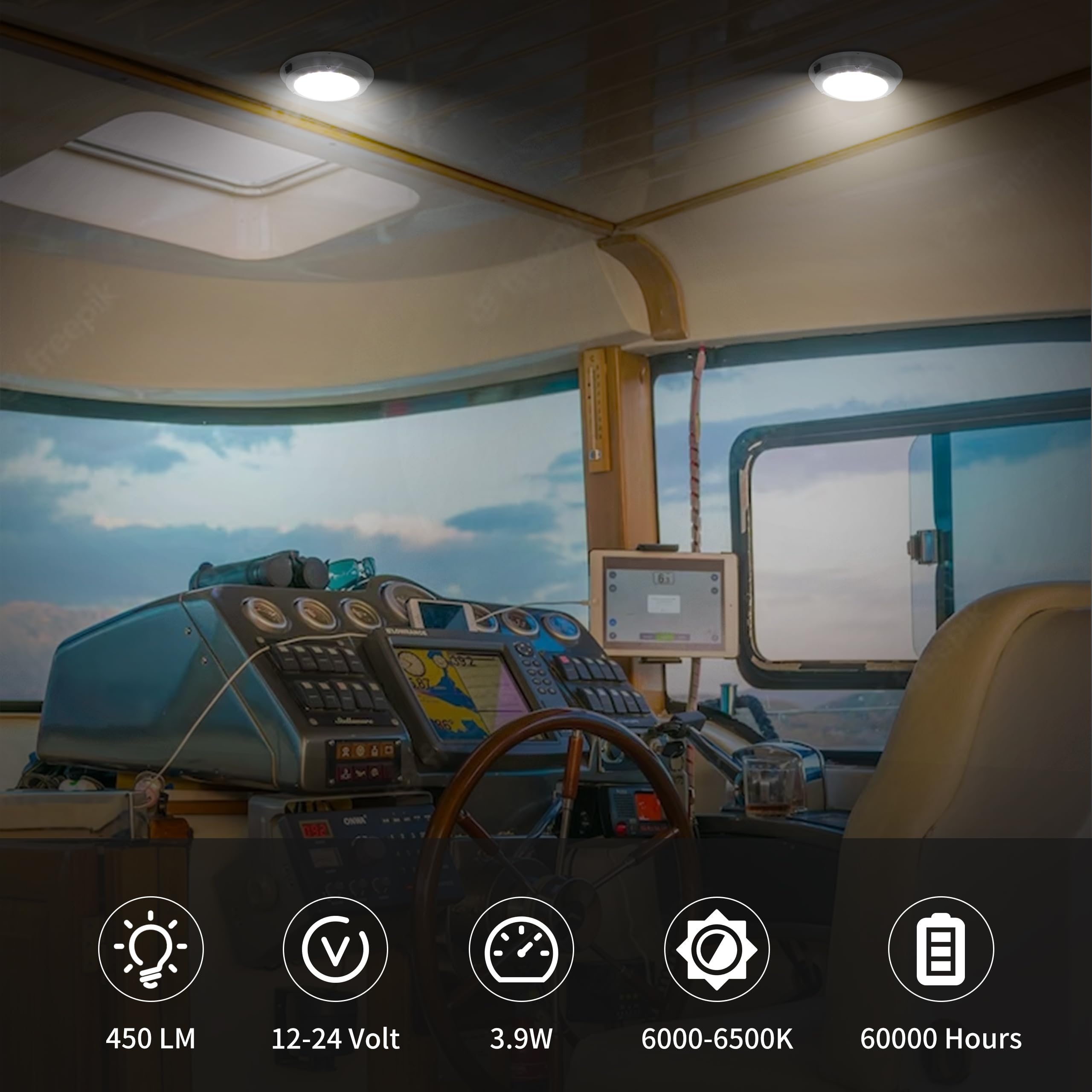 12V Marine Boat Dome Light - 5.5