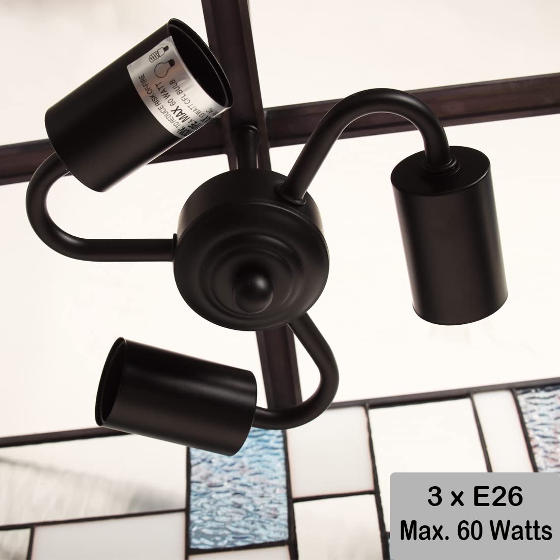 ARTZONE Tiffany Style Stained Glass Pendant Light Fixture - 3 Lights, 14