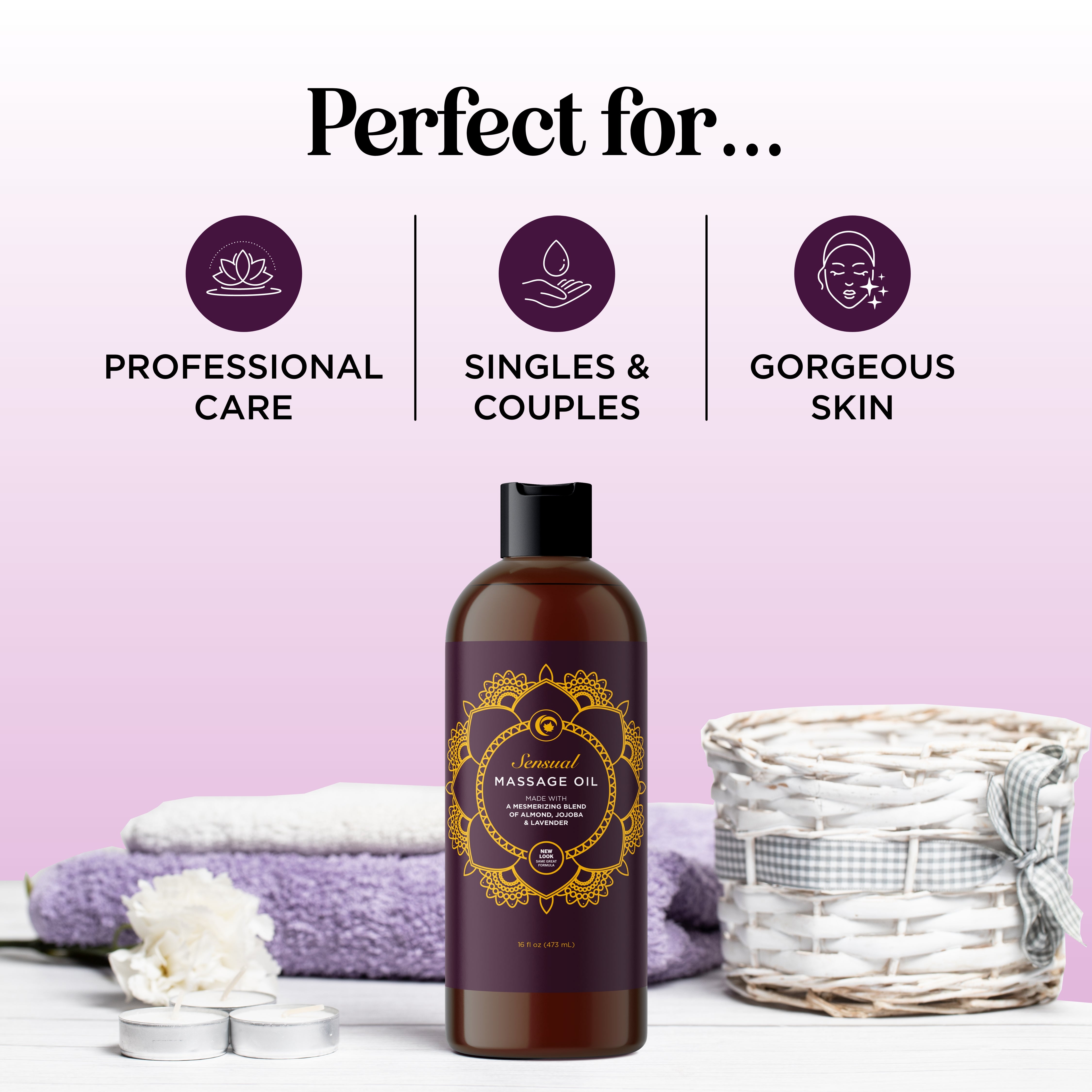 Premium Sensual Massage Oil for Couples - Relaxing & Aromatherapy Body Oil with Natural Ingredients - Perfect for Romantic Evenings & Spa Nights at Home