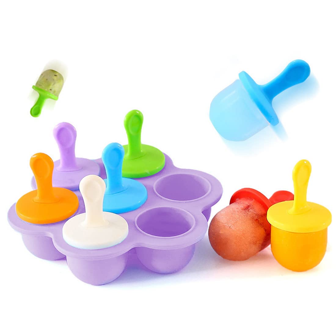 **7-Cavity Silicone Popsicle Molds with Colorful Plastic Sticks - DIY Ice Pop Maker for Homemade Egg Bites, Lollipop Ice & Kids Ice Cream - Perfect for Summer Treats, Party Snacks & Healthy Desserts**