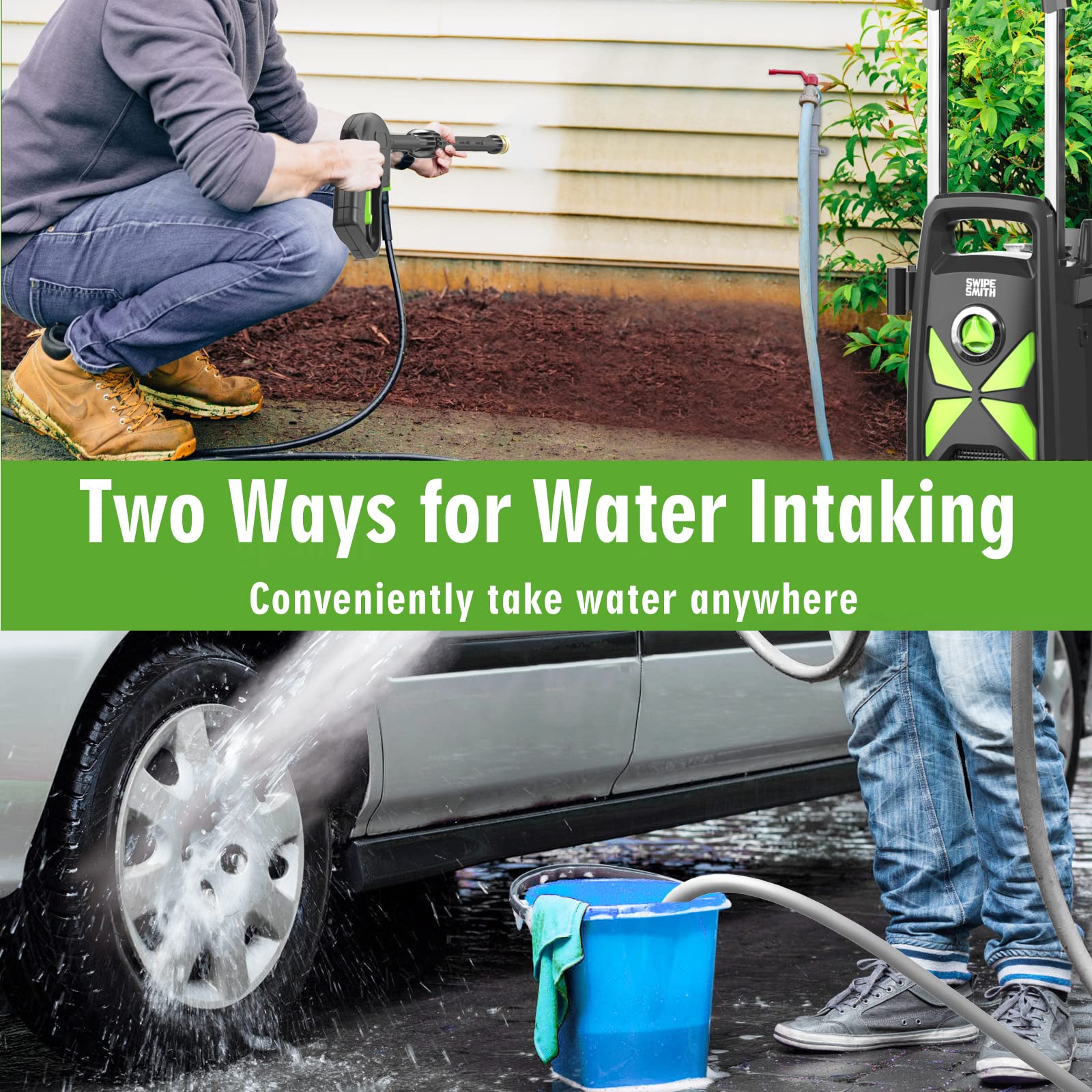 SWIPESMITH Electric Pressure Washer 2000 PSI - High Power Pressure Washer Machine with 25ft Hose Reel, 4 Quick Connect Nozzles & Foam Cannon - Ideal for Car Washing, Driveway Cleaning, Patio & Deck Cleaning, Home Exterior & Floor Cleaning