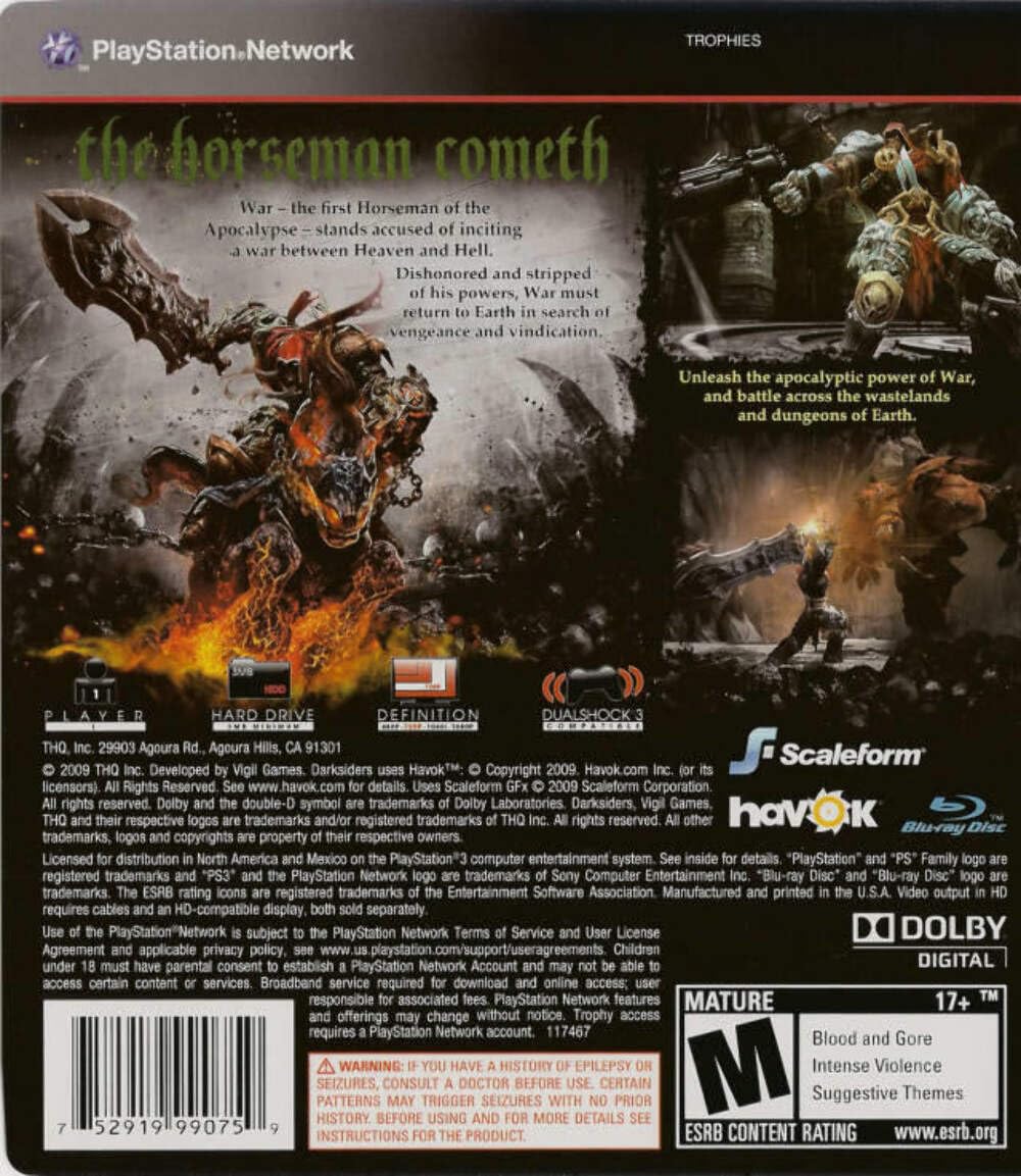 Darksiders PS3 Game - Action-Adventure RPG for PlayStation 3 | Epic Fantasy Battles & Puzzle Solving | Perfect for Gamers & Collectors