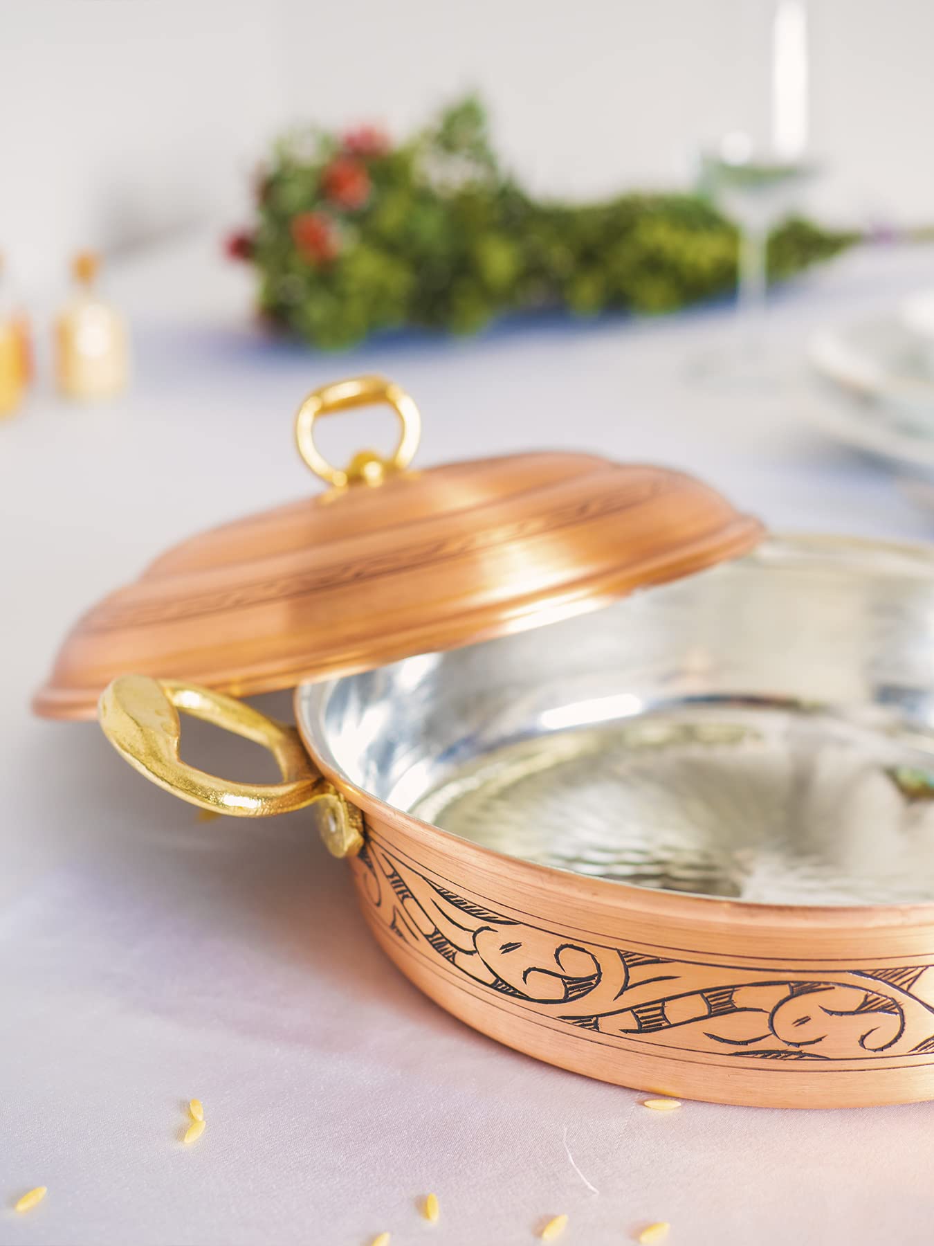 Handmade Vintage Copper Cooking Pot - 21cm Traditional Copper Cookware for Stovetop & Induction - Perfect for Soups, Stews & Gourmet Meals