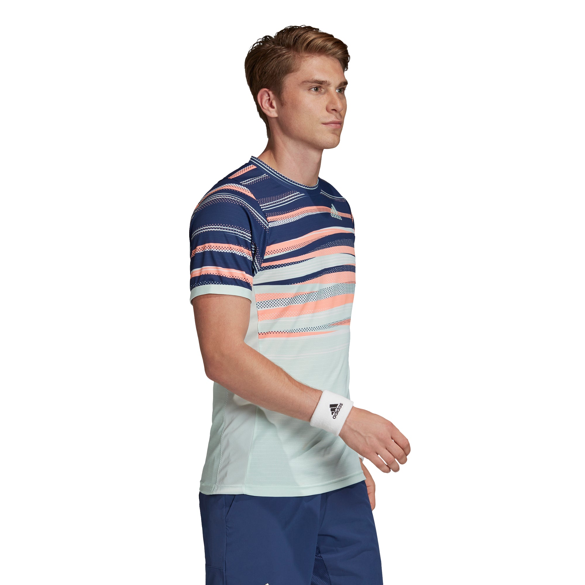 adidas Men's T shirt FreeLift HEAT.RDY   Dash Green / Tech Indigo FK0803