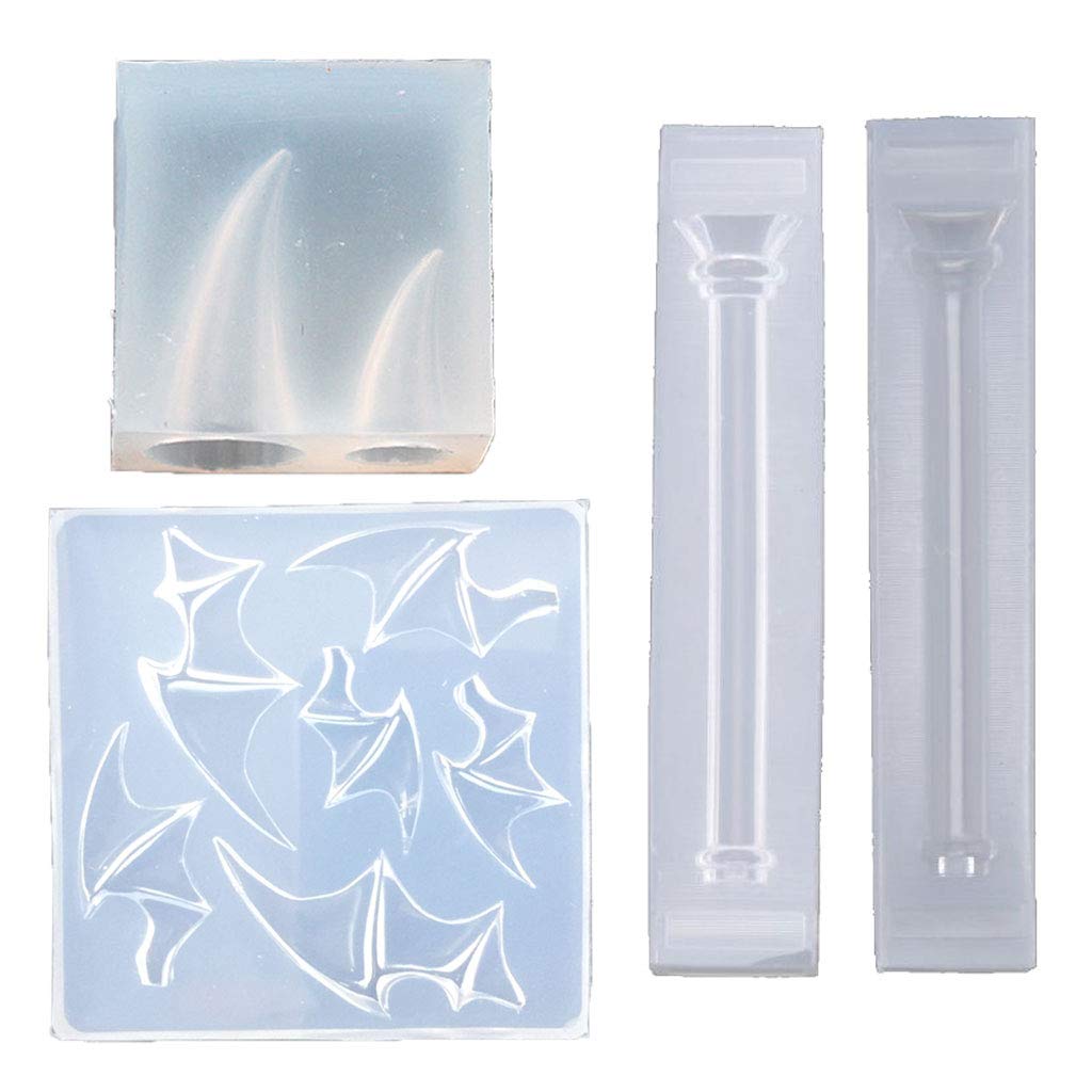 3Pcs Magic Wand Evil Wings Devil Horns Silicone Resin Molds Kit - DIY Hair Clip Making, Jewelry Crafting & Cosplay Accessories (Perfect for Halloween, Gifts & Resin Art Projects)