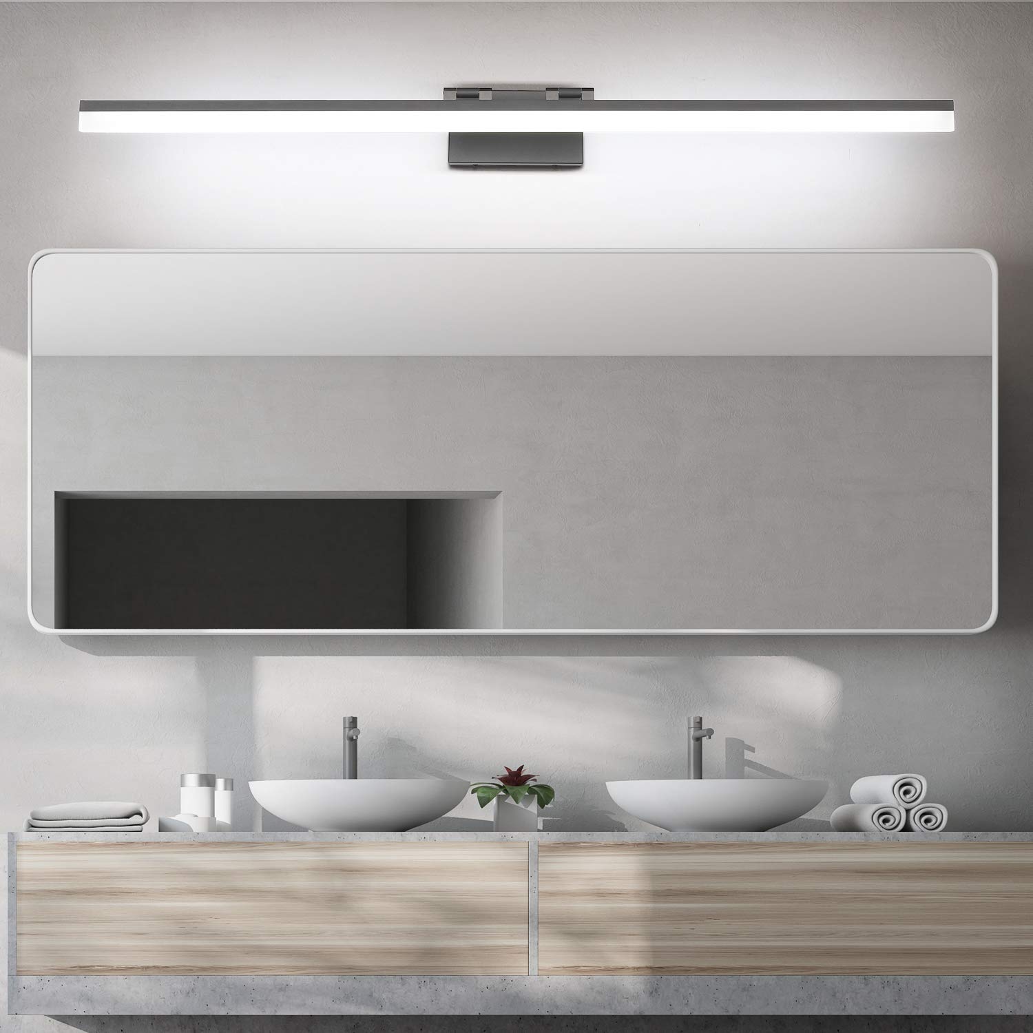 SOLFART 47.2 Inch Modern LED Bathroom Vanity Lights - Black Finish Mirror Light Fixture with Energy Efficient Light Strip (8778-ND) - Perfect for Bathroom Makeup Mirror Lighting and Modern Home Decor