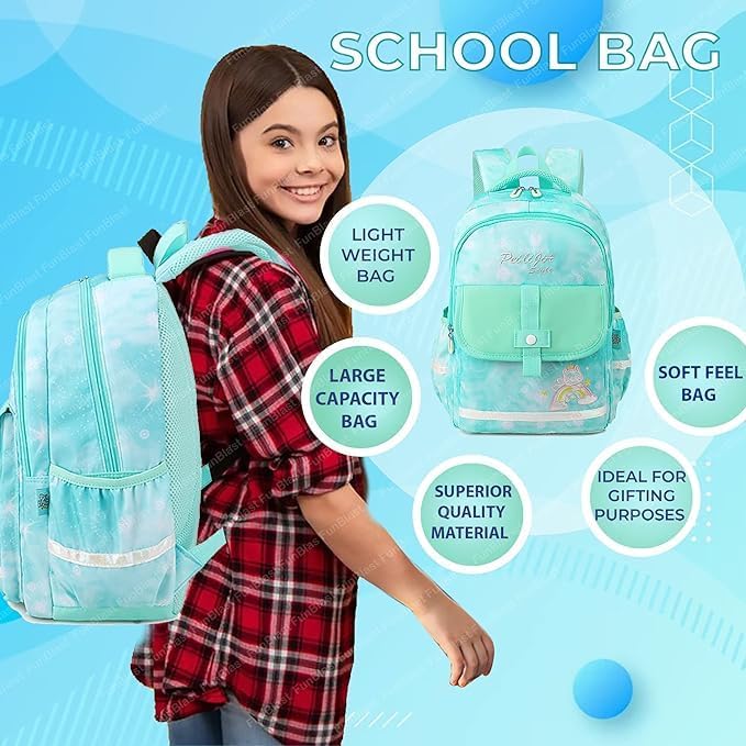 EXOMOON Unicorn Backpack for Kids - Cute School Backpack for Boys & Girls, Lightweight Large Capacity Bookbag for Students, College, Travel & Outdoor Activities - Perfect for School, Camping, Picnics & Daily Use