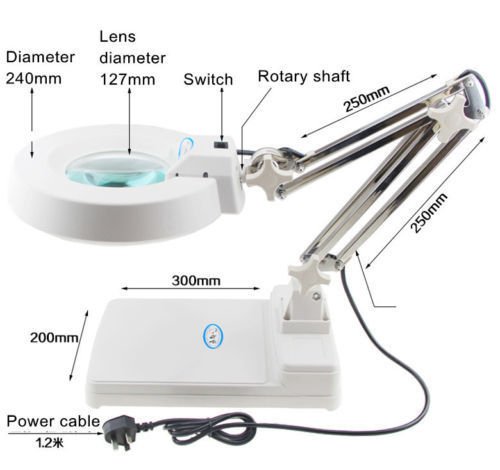 TOPCHANCES 10X LED Desktop Magnifier Lamp with Adjustable Arm - Foldable Lighted Magnifying Glass for Reading, Inspection & Crafts - Perfect for Jewelry Making, Hobbies & Close-up Work