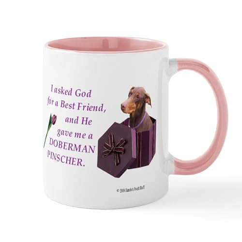 White/Pink Inside - Doberman Pinscher (Rust & Red, Natural Ears) Mug