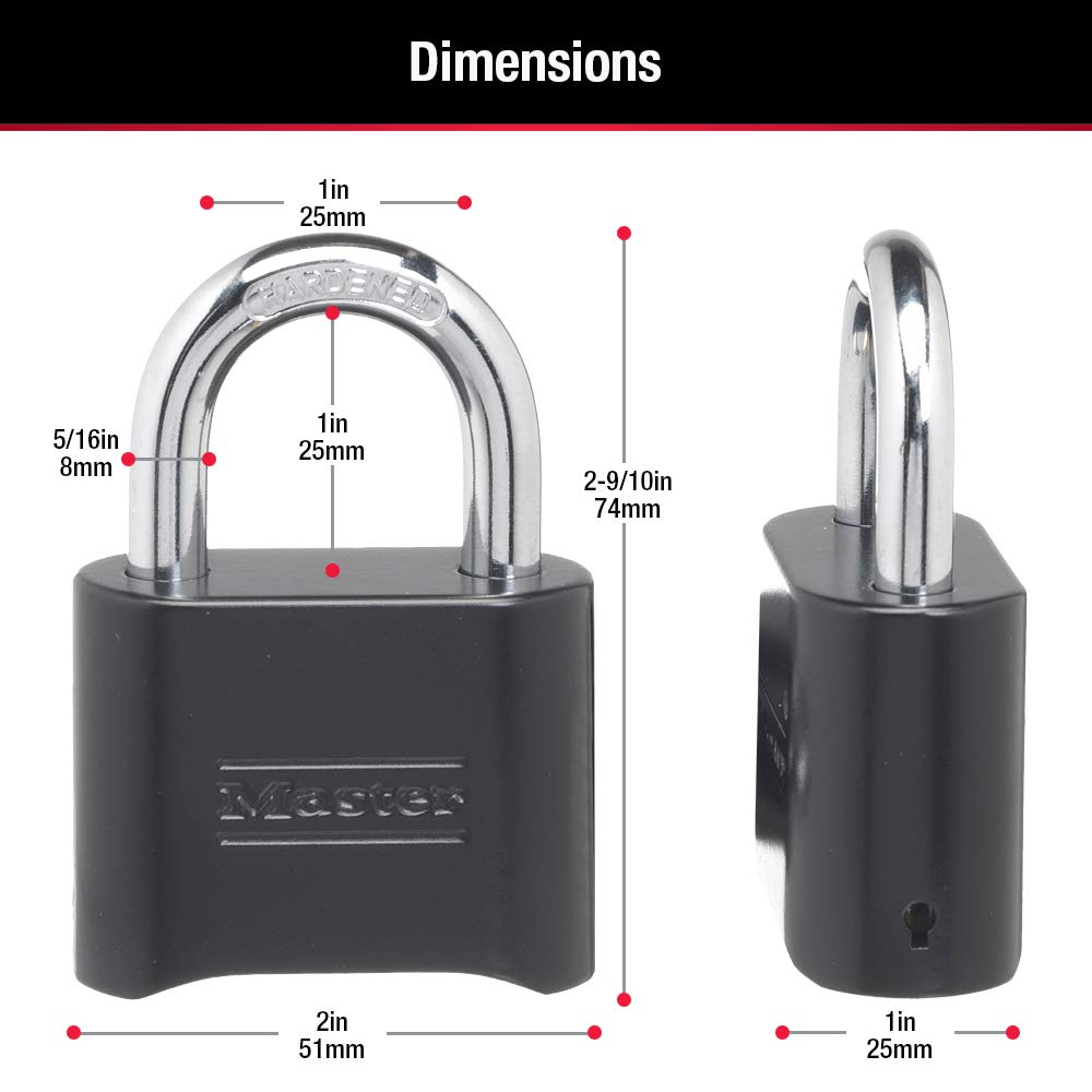 Master Lock Black Combination Lock 4-Pack - Resettable Customizable Combo Padlock for Gates, Lockers, Storage | Weatherproof for Indoor & Outdoor Use | Secure Your Gym, School, Shed & More