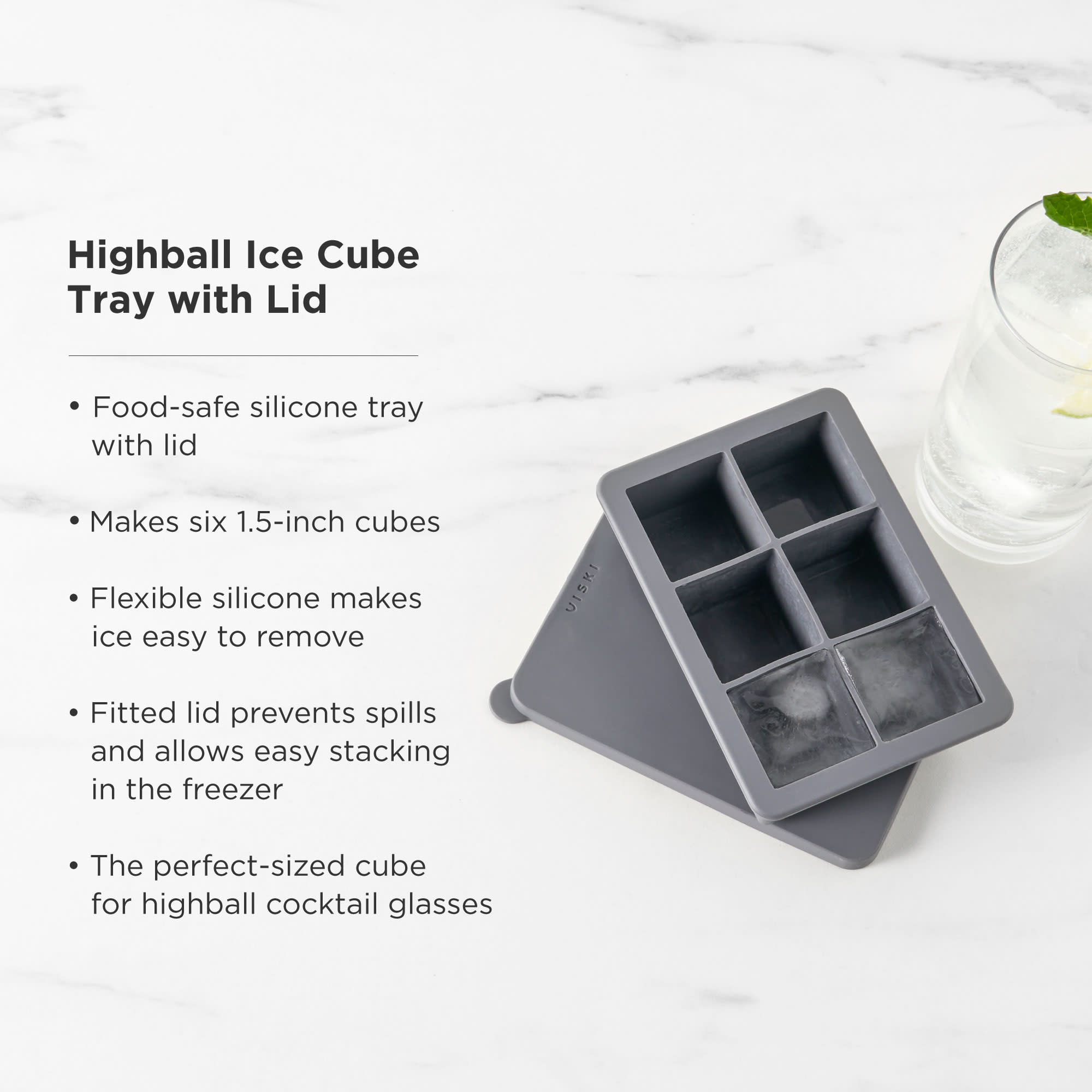 Premium Glacier Highball Ice Cube Tray with Lid - Perfect for Cocktails, Whiskey & Home Bars - BPA-Free Silicone Mold for Clear, Slow-Melting Ice Cubes (Great for Entertaining & Parties)