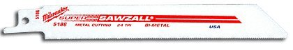CRL Milwaukee 6-Inch 24 TPI Sawzall Blade (48005186) - Premium Reciprocating Saw Blade for Wood, Metal & Demolition - Ideal for Construction, Renovation & DIY Projects