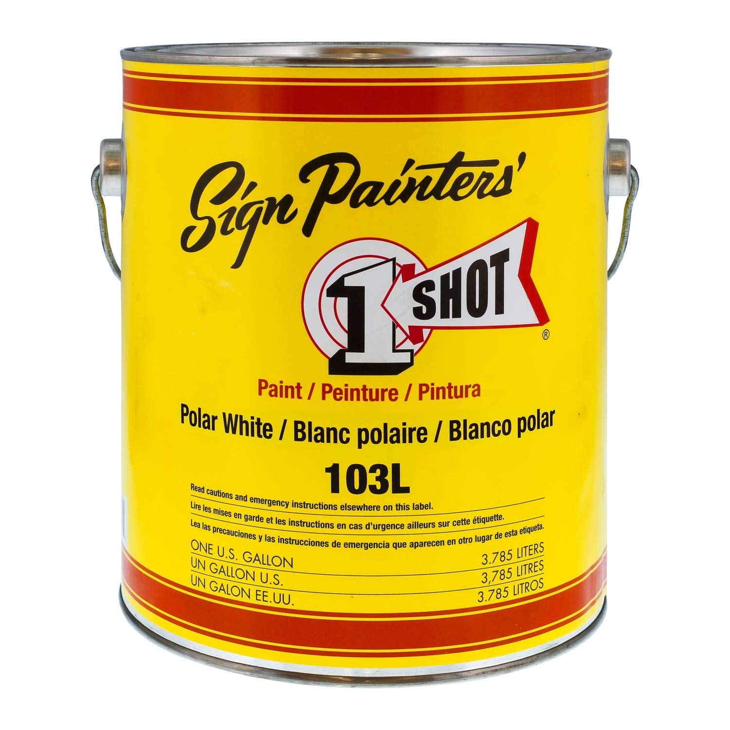 1 Shot Lettering Polar White Pinstriping Enamel Paint - 1 Gallon for Automotive, Sign Painting & Custom Art Projects