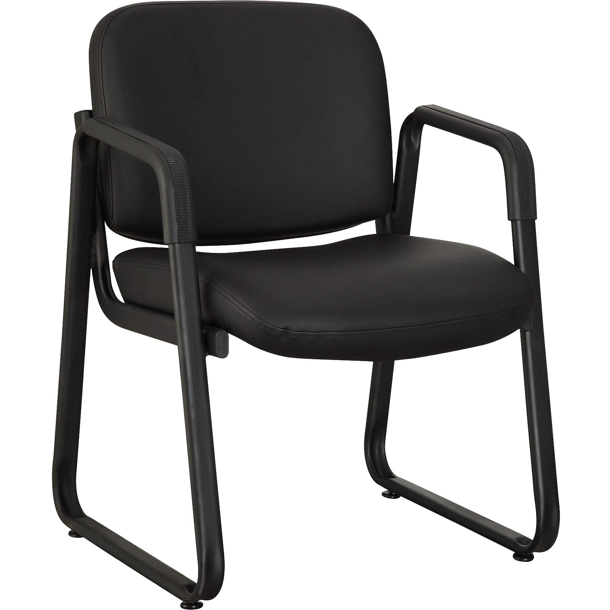 Lorell Black Leather Guest Chair - Ergonomic Office Chair for Reception, Conference Room & Waiting Area - Comfortable & Stylish Seating Solution