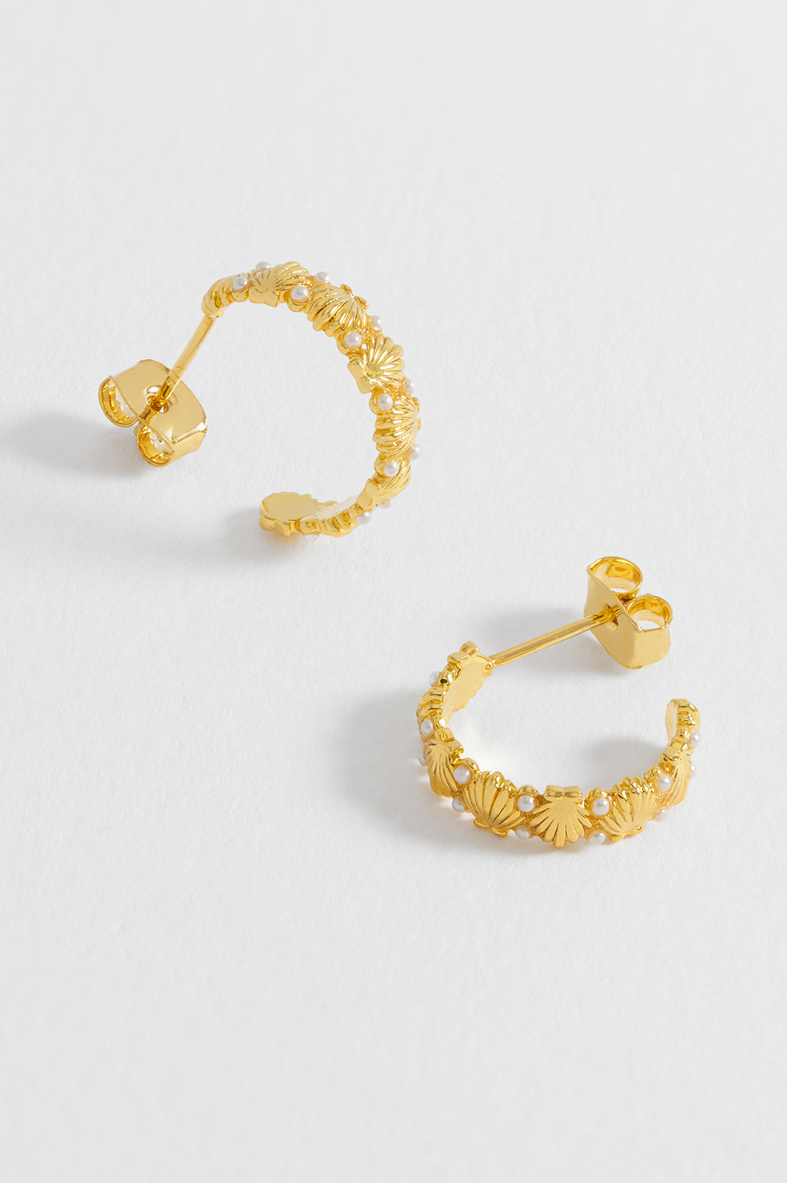 Pearl Scallop Hoop Earrings for Women - Elegant Shell-Shaped Pearl Dangle Earrings | Perfect for Weddings, Parties & Special Occasions