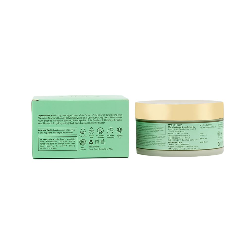 THE EARTH COLLECTIVE Oil Control Mud Pack with Kaolin Clay, Moringa & Oat – Hydrates Hair & Removes Excess Scalp Oil – 200ml – Perfect for Oily Hair Care & Scalp Detox at Home