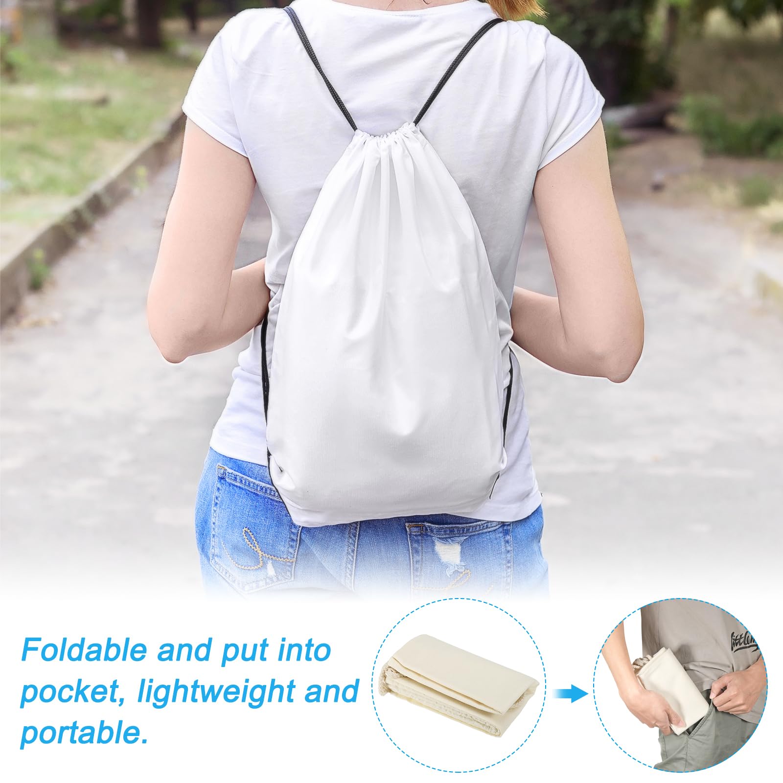 PATIKIL Cotton Drawstring Bags - Foldable Gym Backpack for Women & Men | Sports, Travel & Workout Essentials | Perfect for Gym, Yoga, Beach & Daily Commute