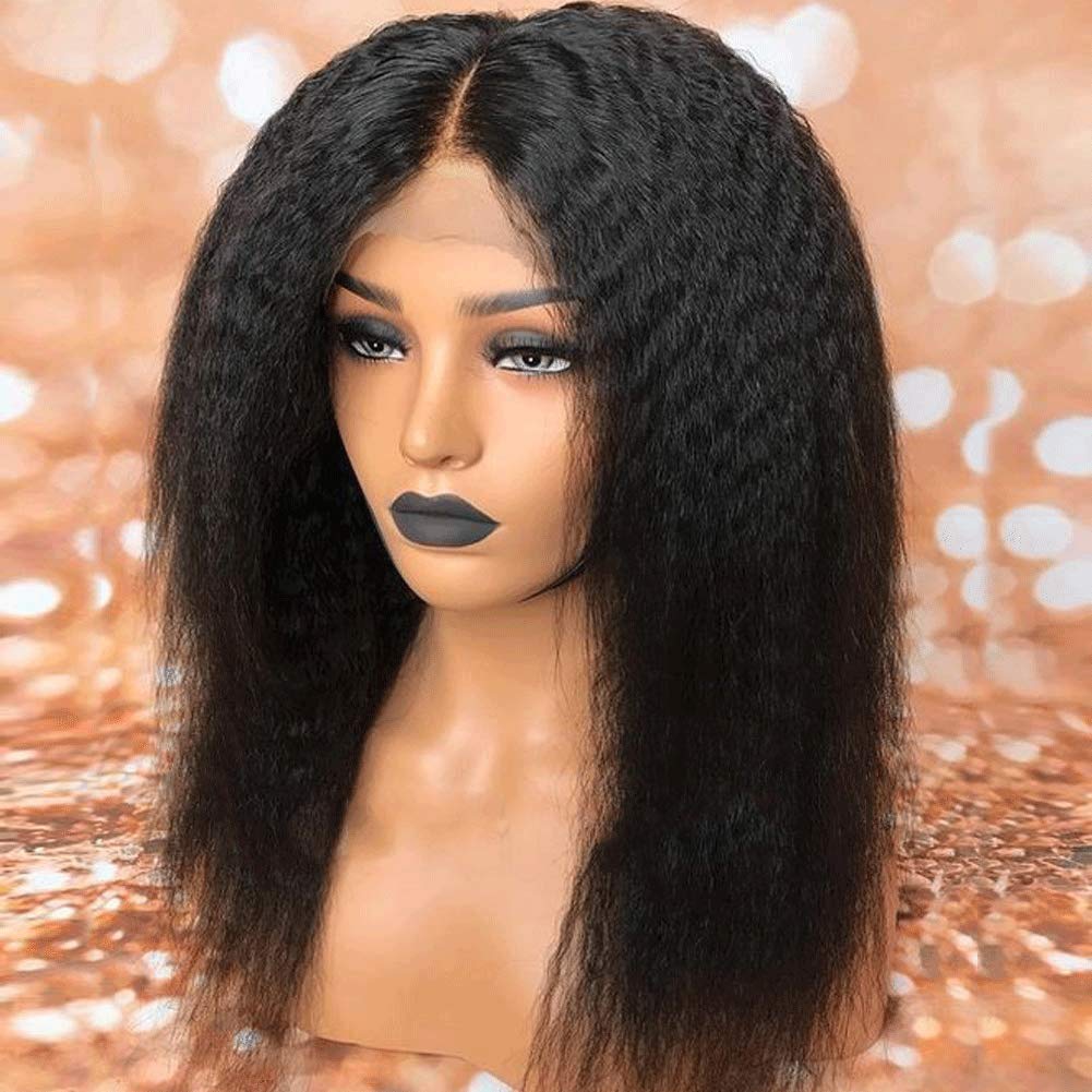 9A Brazilian Human Hair Wigs for Black Women - Glueless Lace Front Wig with Baby Hair, Pre-Plucked Kinky Straight 130% Density (12 Inch) - Perfect for Daily Wear, Parties & Special Occasions