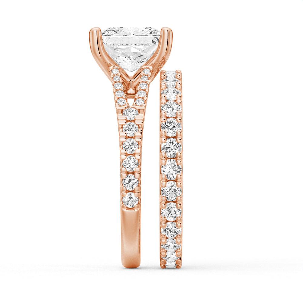 Princess Cut Split Shank Moissanite Engagement & Wedding Ring Set for Couples - Men's Matching Band - Perfect for Proposals, Anniversaries & Romantic Occasions