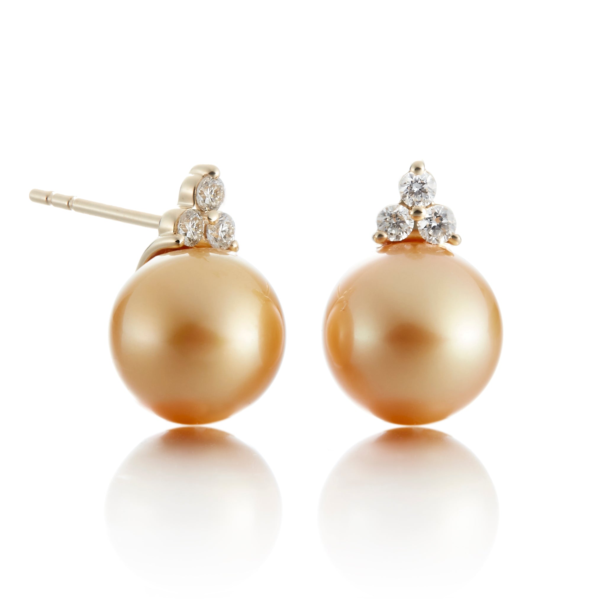 Luxury Madison Earrings - 14K Gold South Sea Pearls & Diamond Studs for Women | Elegant Gift for Wedding, Anniversary & Special Occasions