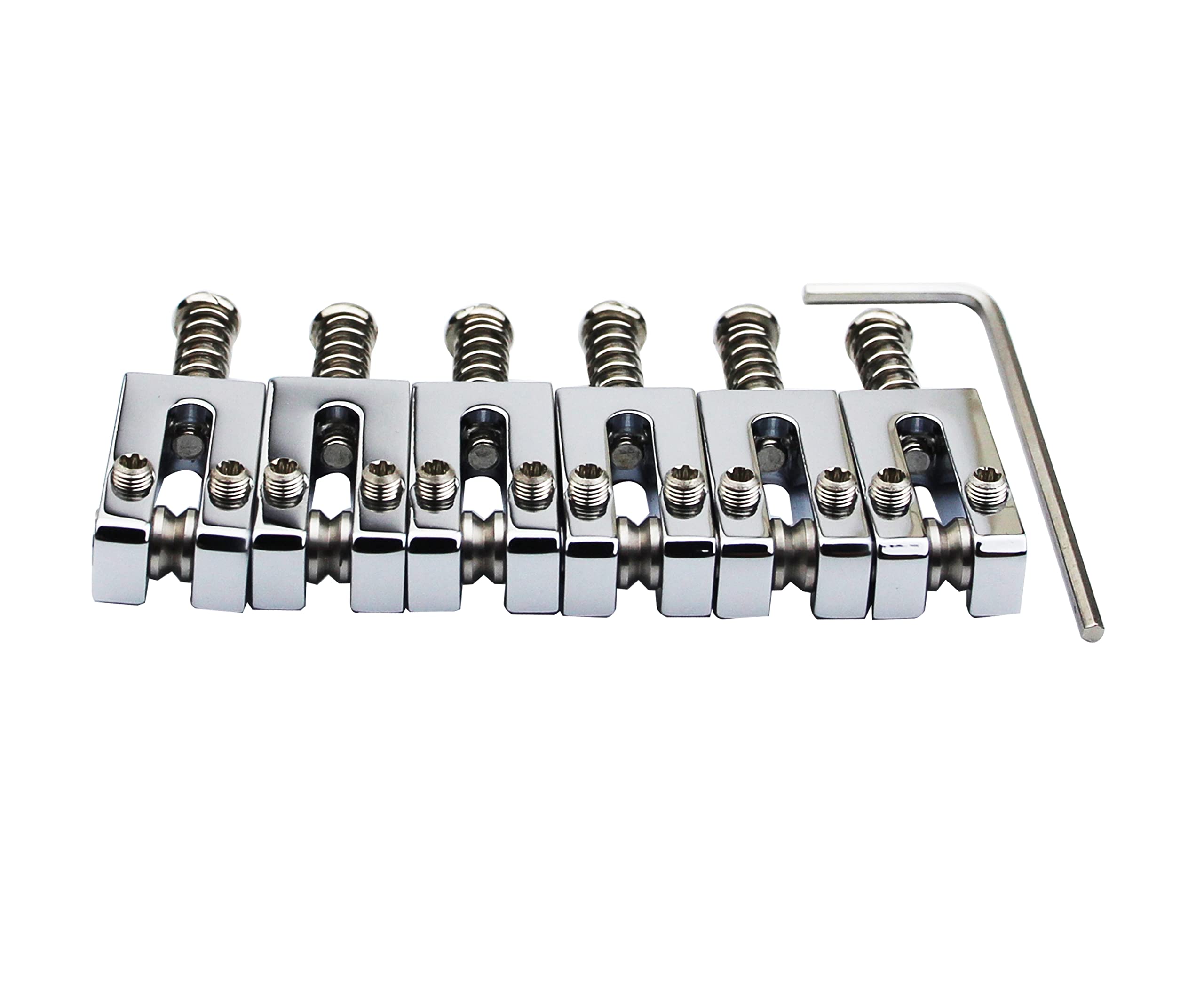 Guyker 10.5MM Brass Tremolo Bridge Saddles for Strat ST & Tele TL Electric Guitars - 6 Pack Chrome Plated Modern Guitar Parts | Perfect for Guitar Upgrades, Repairs and Custom Builds