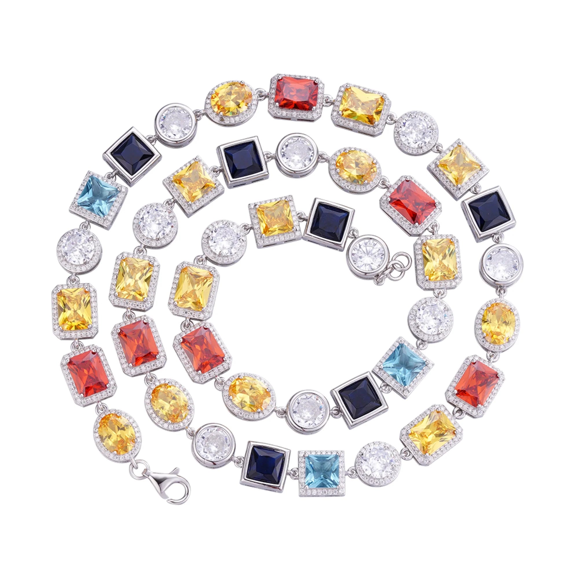 Stunning Color Gemstone Necklace with Moissanite & Sterling Silver - Perfect for Weddings, Parties & Special Occasions
