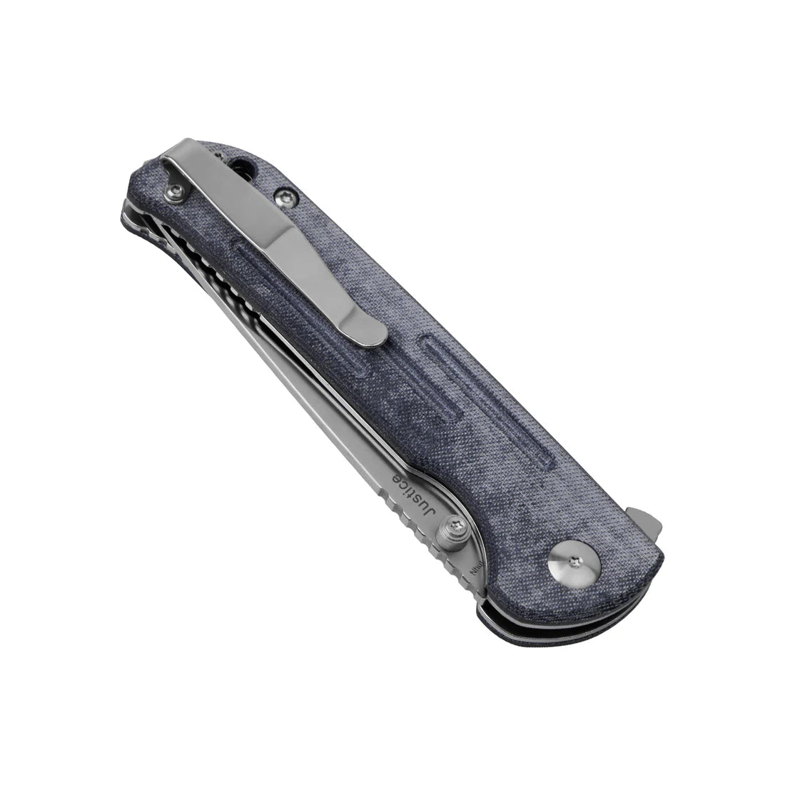 Kizer V4543N7 Vanguard Justice Folding Pocket Knife - Linerlock Flipper with Stonewash Plain Blade & Denim Micarta Handles - EDC, Outdoor, Camping, Survival Gear