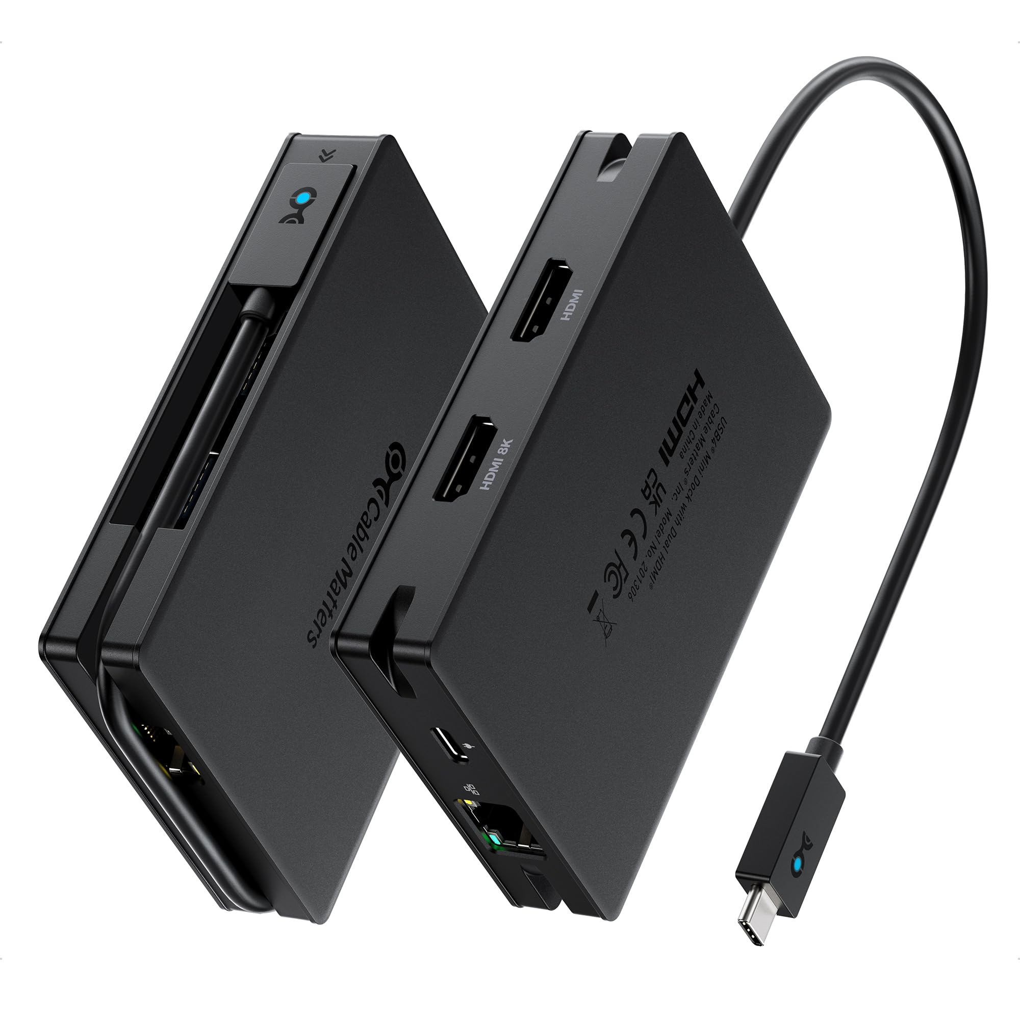 Cable Matters 8-in-1 USB4 Hub with Dual HDMI 4K@60Hz & Single HDMI 8K@30Hz | 40Gbps Thunderbolt 4 Dock | 100W PD Charging | Gigabit Ethernet | Compatible with MacBook Pro, XPS, Surface Pro, iPad Pro | Perfect for Home Office & Gaming Setup