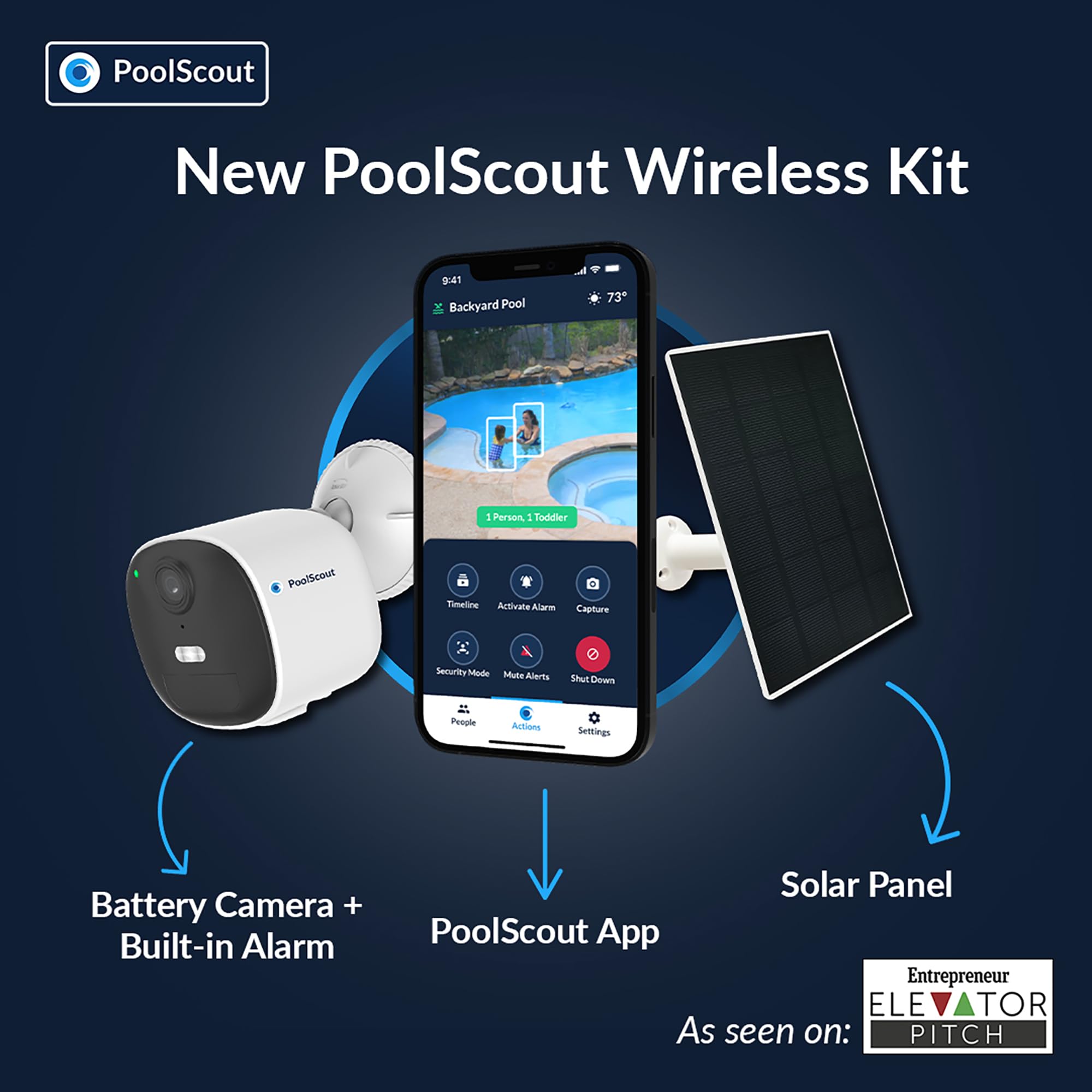 Wireless Pool Security Alarm System - Solar & Battery Powered Drowning Prevention Kit for Toddlers & Pets | Includes 3-Month Premium Subscription | Ideal for Backyard Swimming Pools, Spas & Water Safety