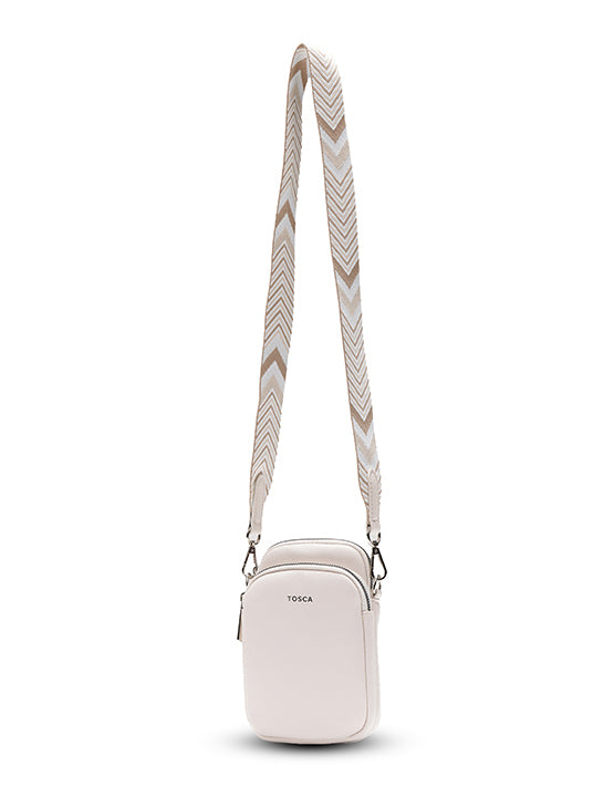 Tosca TH054 Mini Utility Phone Bag Ivory - Stylish Crossbody Pouch for Everyday Essentials, Perfect for Travel, Shopping & Outdoors