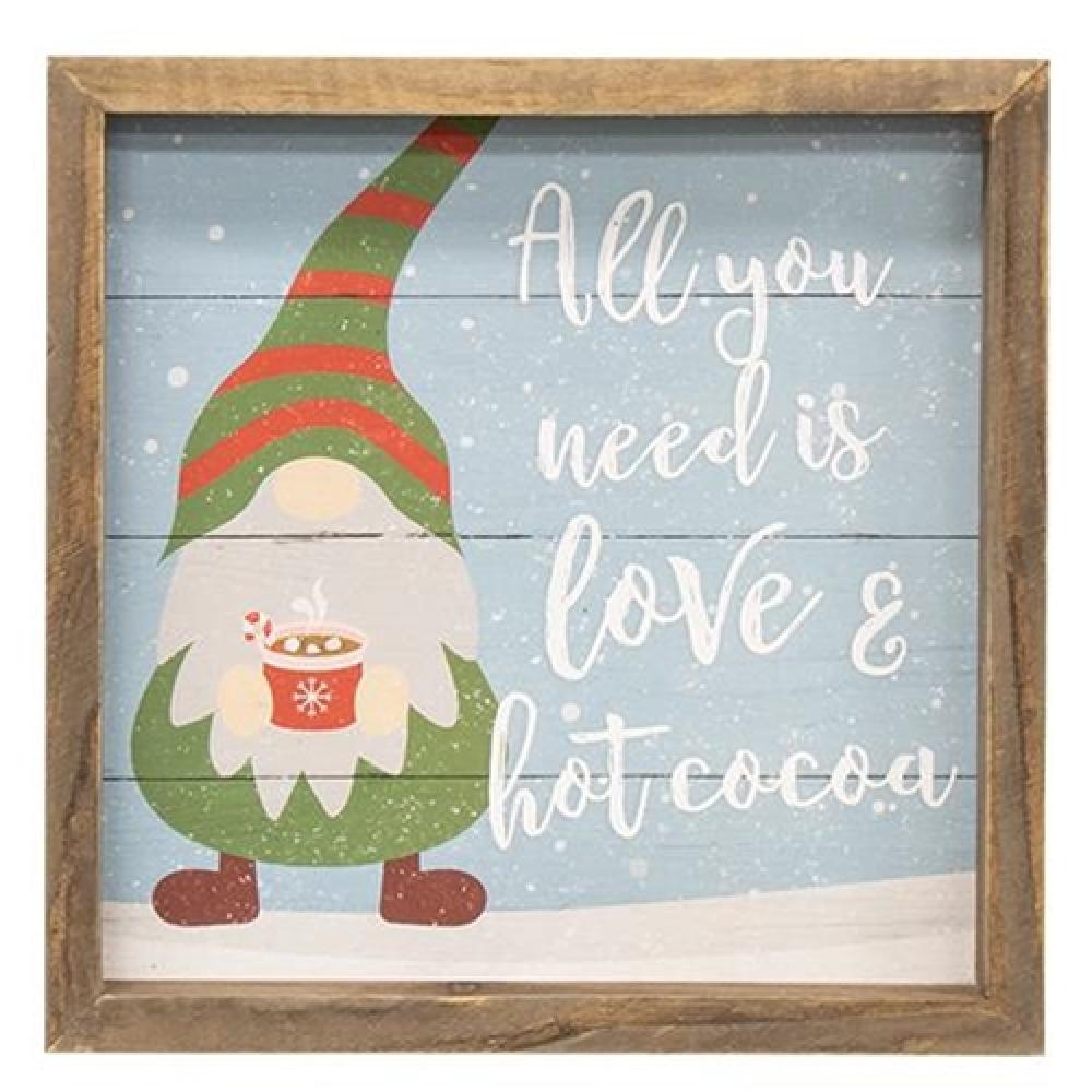 Hot Cocoa Gnome Salt Frame - Christmas Holiday Decoration for Home, Garden & Party Decor - Perfect for Winter, Xmas Tree & Gift Giving