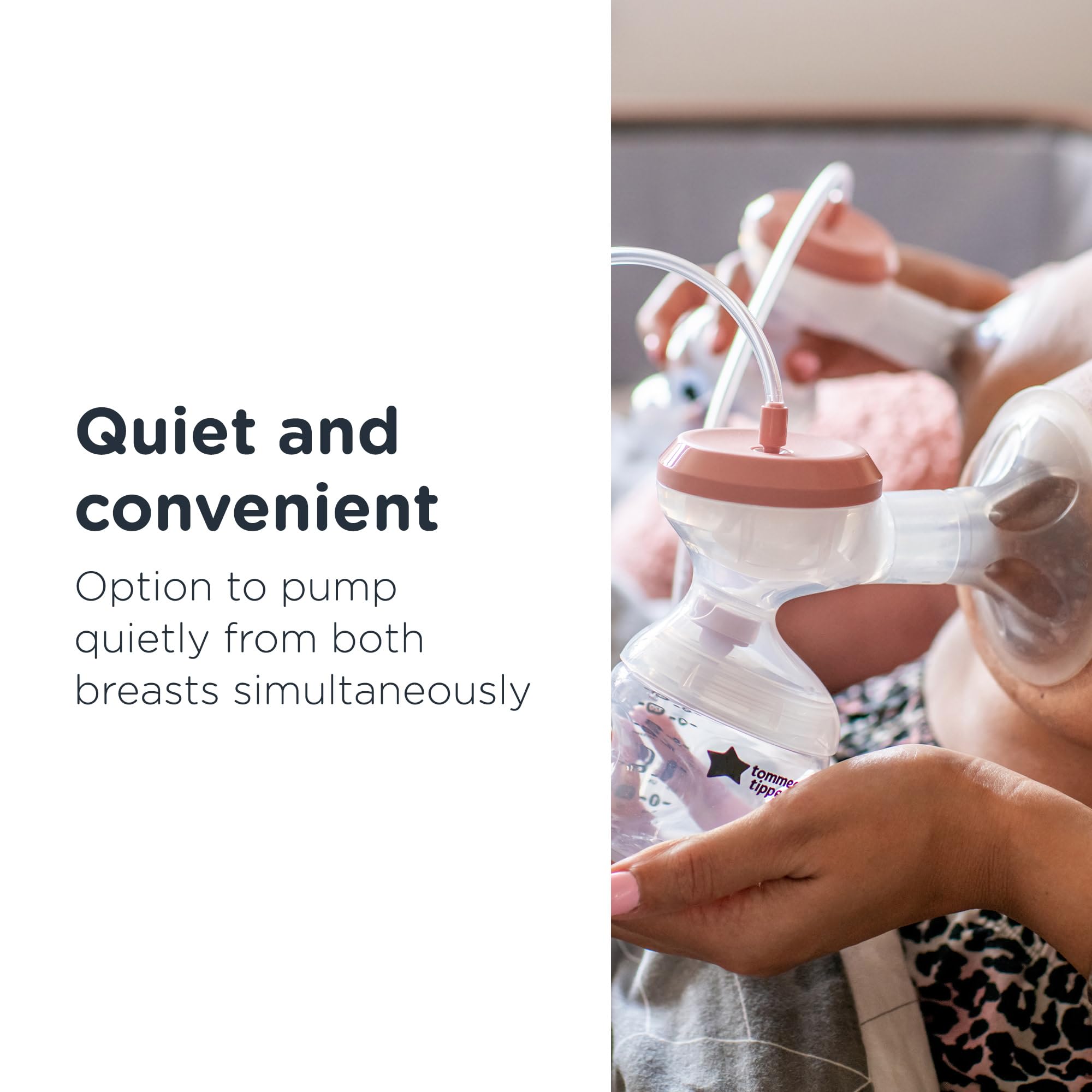 Tommee Tippee Made for Me Double Electric Breast Pump - Strong Suction & Quiet USB Rechargeable Pump with Soft Silicone Shields, Portable Design & Express Modes - Includes Baby Bottles - Perfect for Nursing Moms at Home, Work or Travel