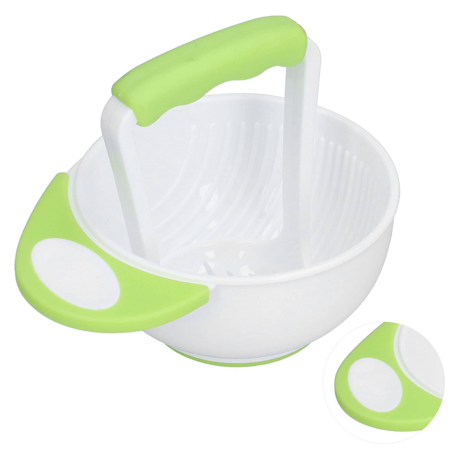Non-Slip Hand Mash Bowl with Long Handle - Baby Food Masher Set for Chicken, Vegetable & Fruit Puree - Safe, Anti-Scalding Kitchen Tool for Infant Meal Prep & Homemade Baby Food