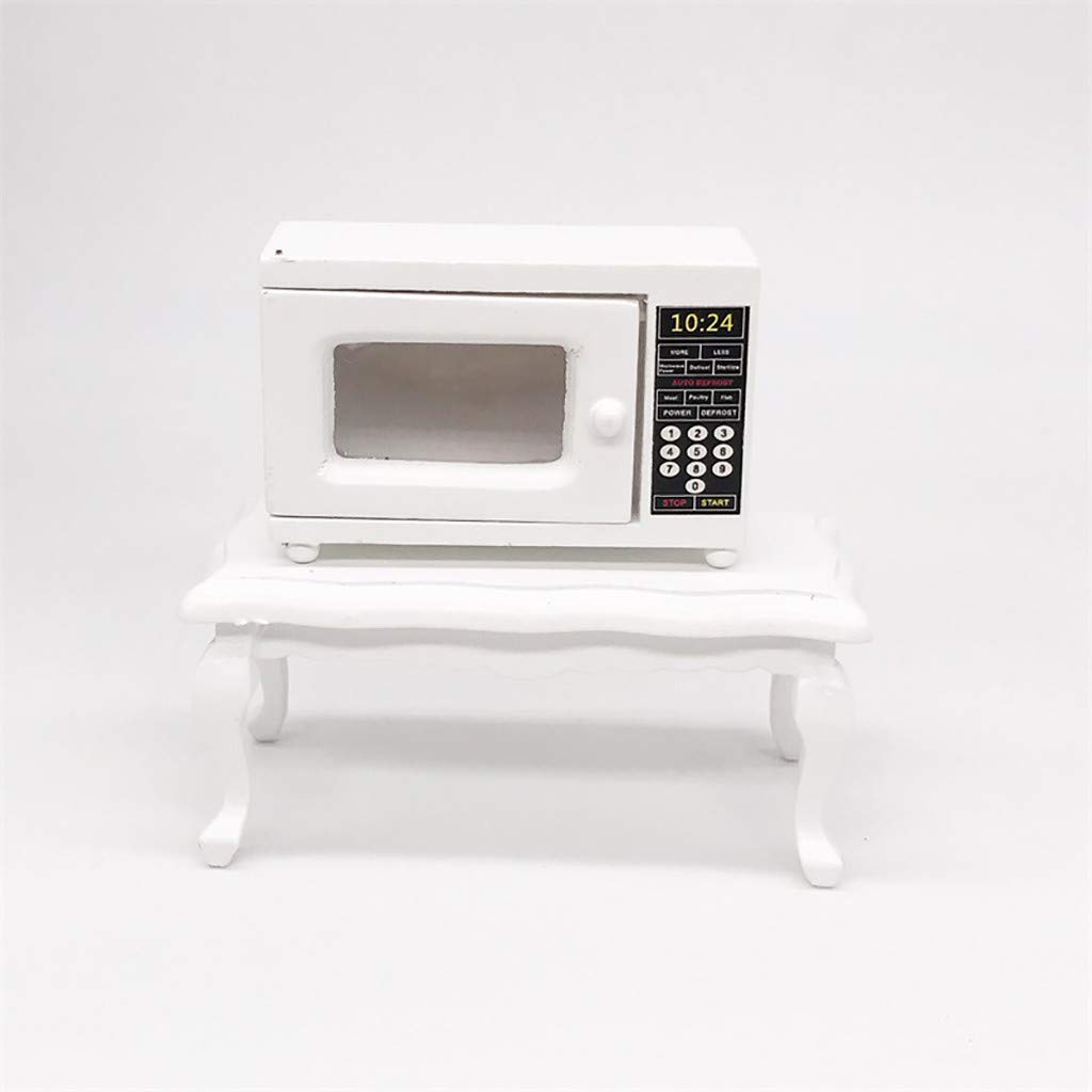 1:12 Scale Dollhouse Miniature Furniture - Wooden Microwave Oven White for Dollhouse Decoration | Perfect for DIY Dollhouse Accessories, Miniature Room Displays & Collectors