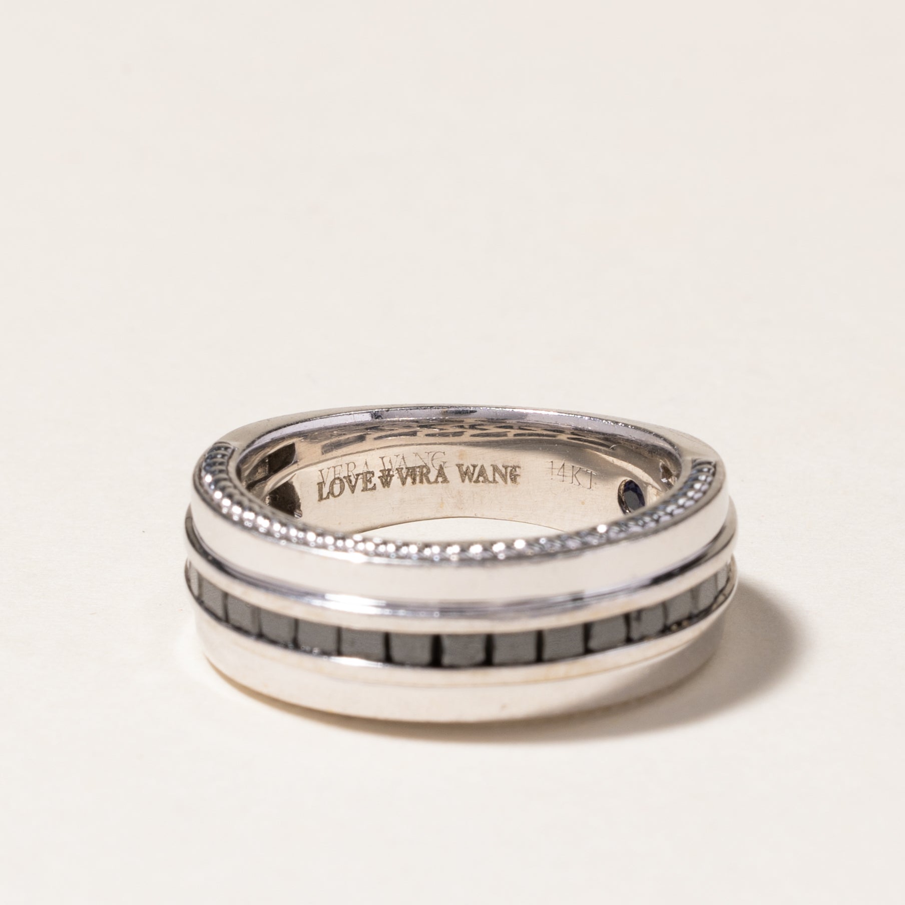 Vera Wang Semi Eternity Black Diamond Wedding Band Ring - 1.00 Carat Total Weight (CTW) | Size 6.75 | Elegant Black Diamond Jewelry for Women | Perfect for Engagement, Anniversary & Special Occasion Gifts