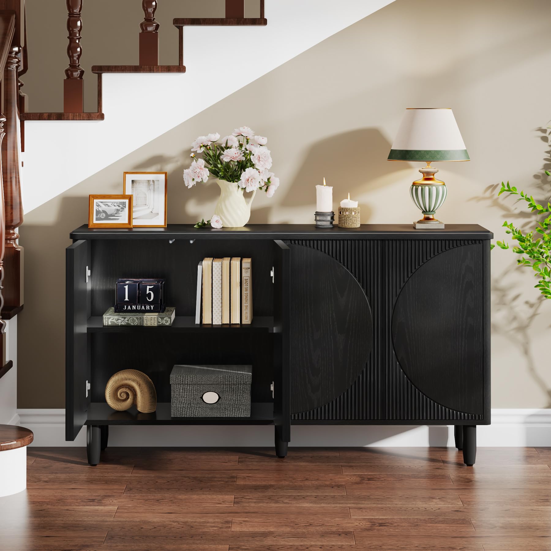 Tribesigns Modern Buffet Cabinet with Storage - Sideboard with Doors for Living Room, Kitchen & Dining Room - Black | Perfect for Home Organization & Entertaining
