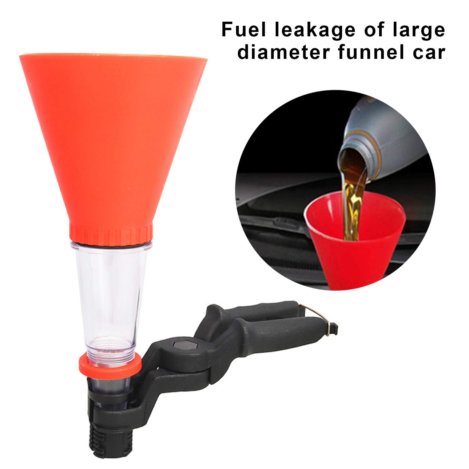 Universal Plastic Oil Funnel for Cars & Motorcycles - Large Diameter Engine Fluid Filling Tool for Oil, Diesel, Kerosene & Gasoline - Perfect for DIY Auto Maintenance & Garage Use (Red)