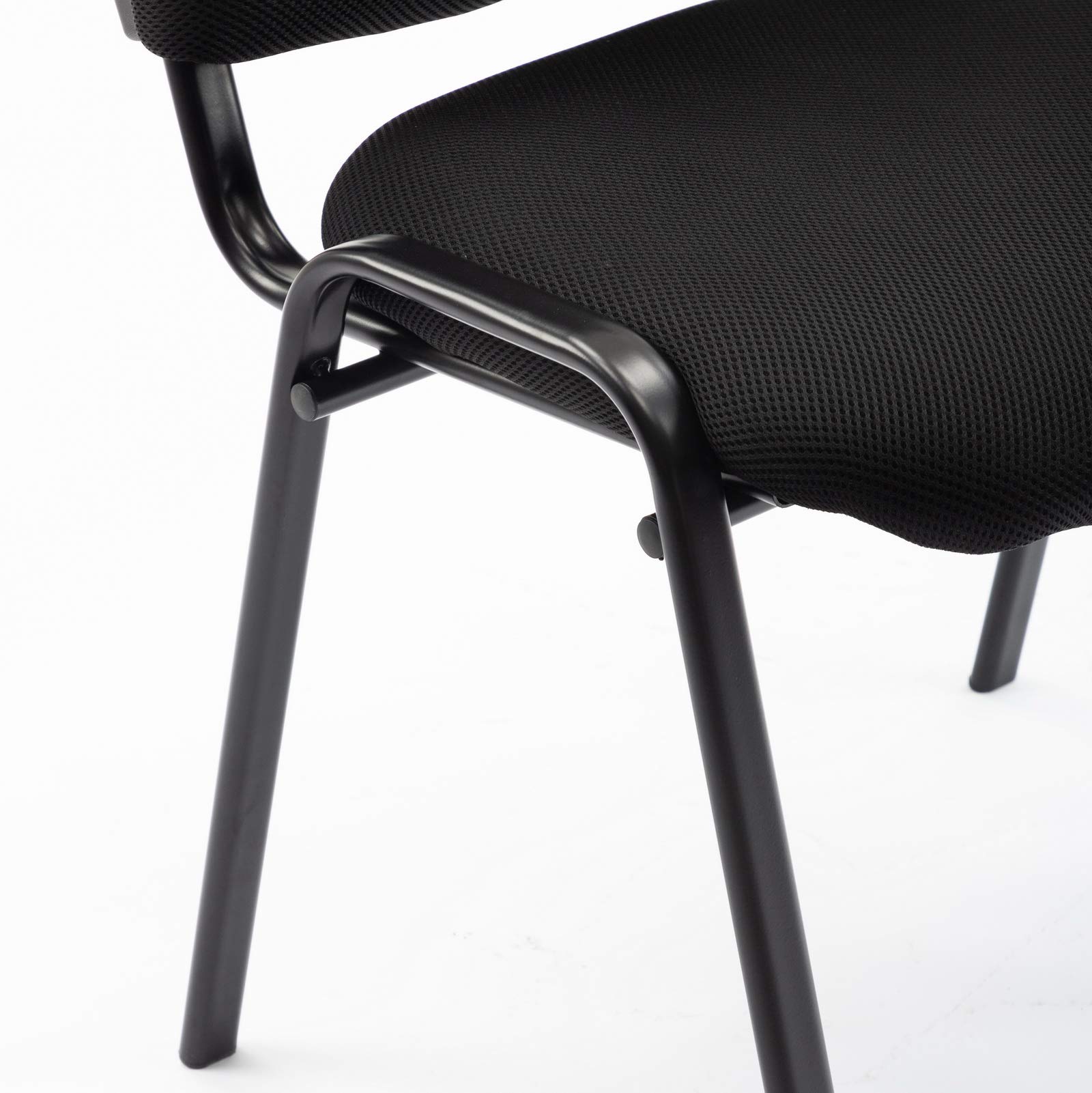 5-Pack Black Mesh Stackable Chairs with Padded Seats - Armless Office Waiting Room Chairs for Conference Rooms, Church Events & School Classrooms - Comfortable Stacking Chairs for Indoor Gatherings & Events