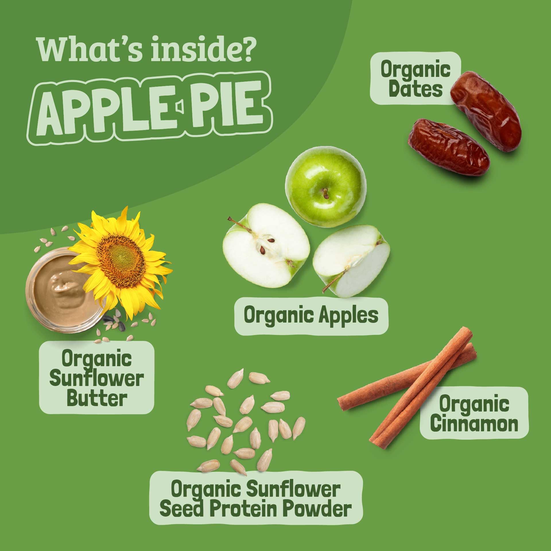 Organic Apple Pie Kids Snack Bars (18 Pack) - Healthy Vegan & Paleo School Snacks | No Refined Sugar, Gluten, Dairy, Grain & Peanut Free | Perfect for Lunch Boxes, After-School Treats & On-the-Go Snacking