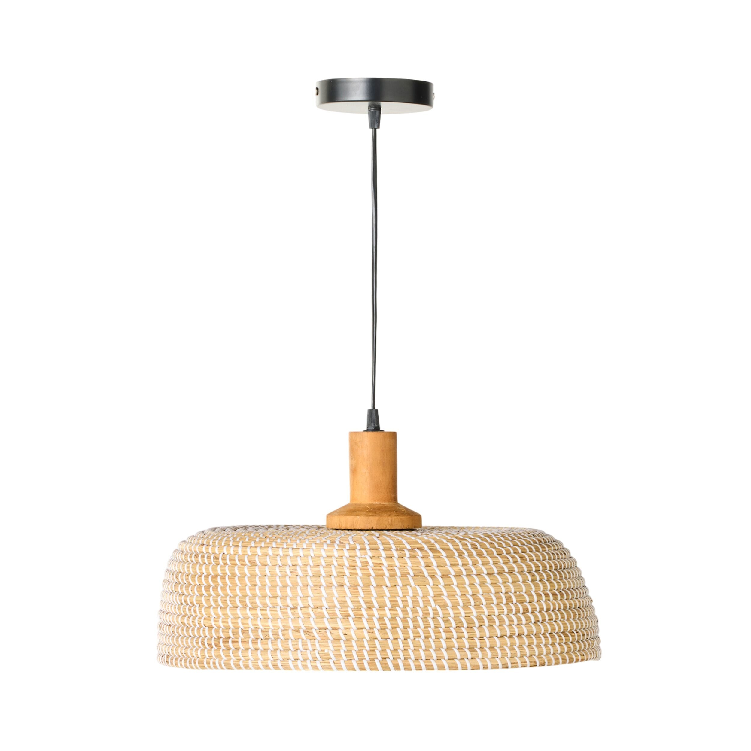 Athena Seagrass Woven Pendant Light - 45x45x26cm Natural Rattan Chandelier for Boho Living Room, Bedroom & Dining Room Decor