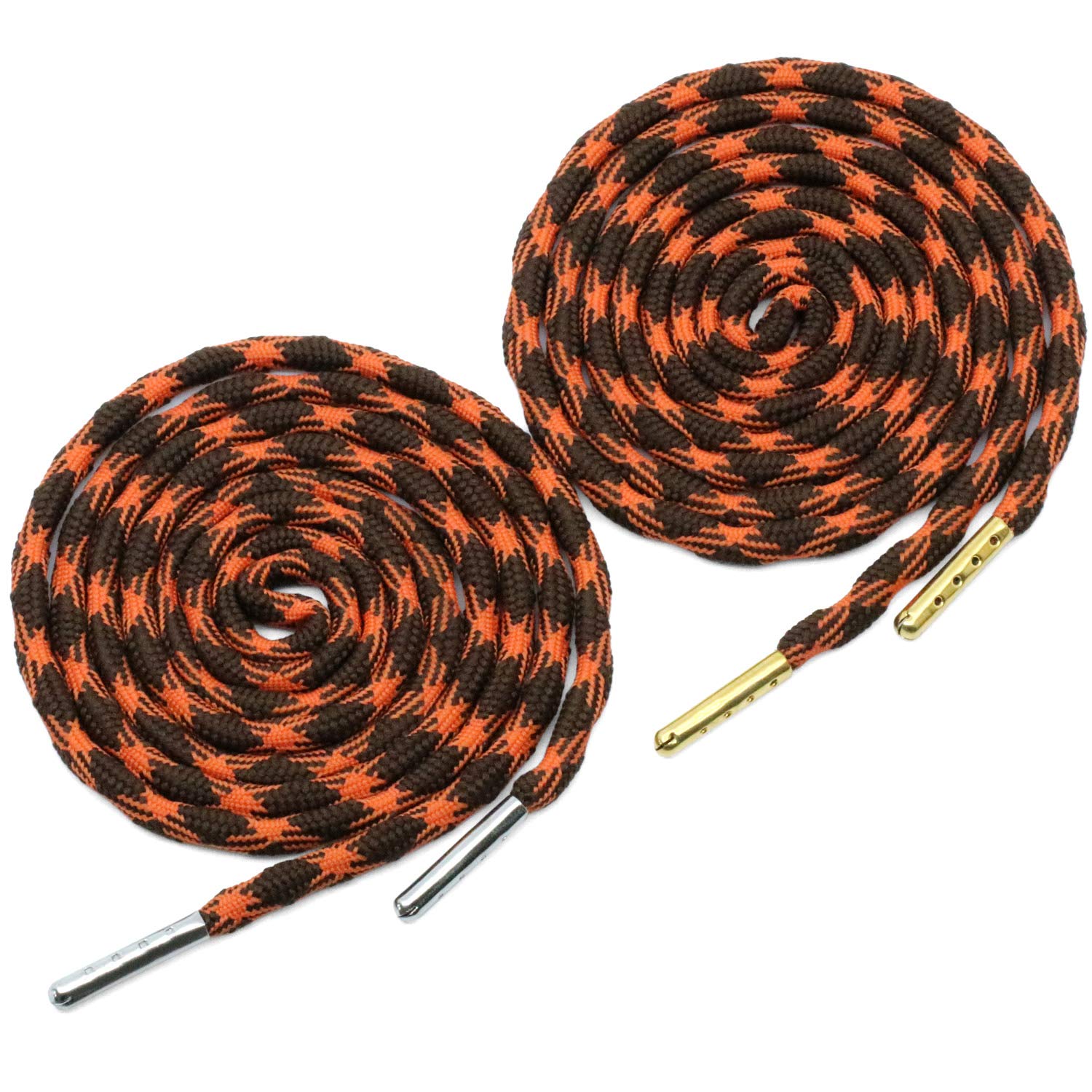 YJRVFINE 2 Pair Non-Slip Thick Round Hiking Boot Laces with Metal Tips - Durable Shoelaces for Outdoor Hiking, Work Boots & Snow Shoes