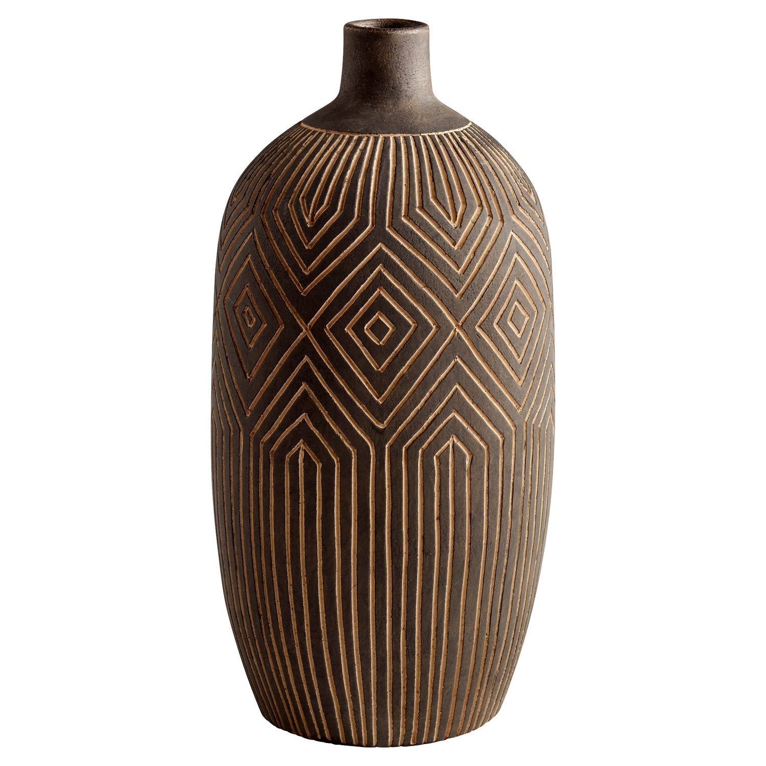Cyan Design 11123 Dark Labyrinth Vase - Large Grey Ceramic Vase for Home Decor, Centerpiece, Wedding & Modern Interior Design