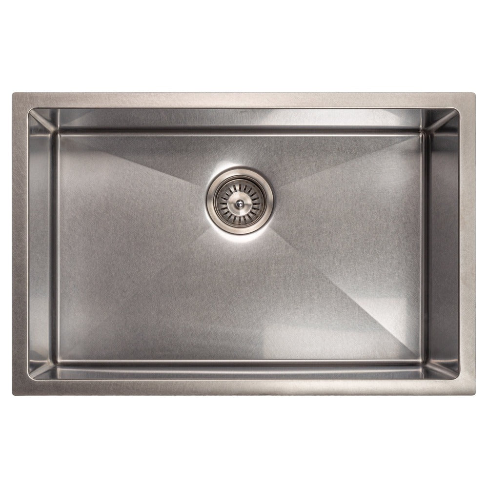 ZLINE Meribel 27-Inch Undermount Single Bowl Stainless Steel Kitchen Sink with Bottom Grid (SRS 27) - Perfect for Modern Kitchens, Dishwashing & Food Prep